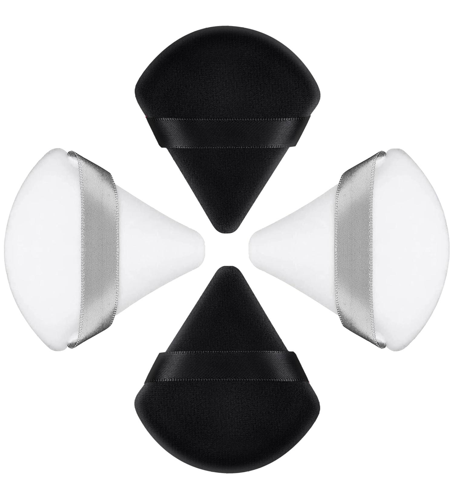 Velvet Triangle Powder Puffs Set - Reusable Makeup Sponge for Foundation, Powder, and Concealer - 4pcs Black White Applicator Kit - Buy Online on SooperMarket.com