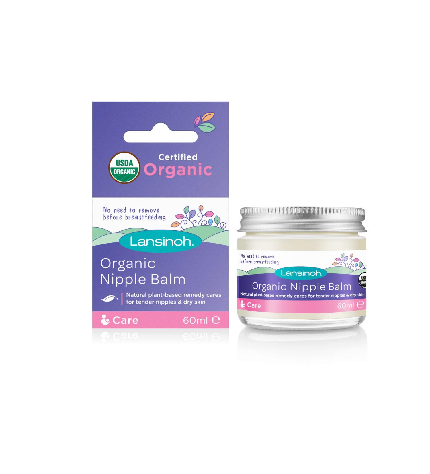 Lansinoh Organic Nipple Balm 60ml - Natural, Tasteless, Odourless Breastfeeding Cream for Dry Skin - Hospital Bag Must-Have for New Moms - Buy Online on SooperMarket.com