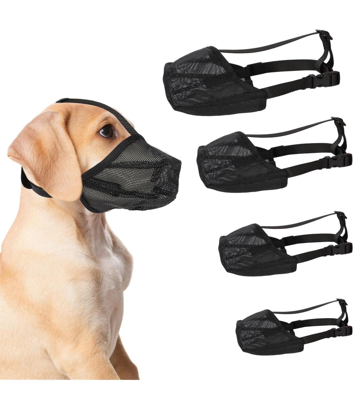 Dog Muzzle NiCoLa Soft Adjustable Mesh Muzzles for Small Medium Large Dogs Breathable Pet Mask Dog Training Muzzle with Adjustable Straps Prevent Biting Chewing and Licking (L) Black-L - Buy Online on SooperMarket.com