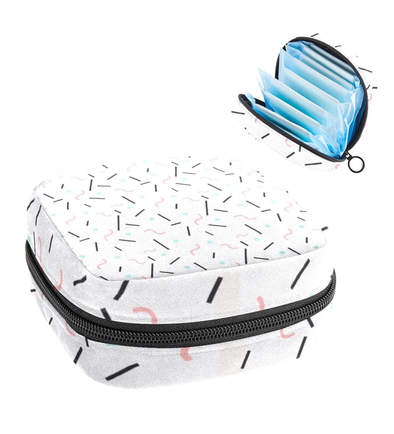 Memphis Line Pattern Sanitary Napkin Storage Bag | Portable Period Bag for Women & Teens - Multi-colored | 1Pcs - Buy Online on SooperMarket.com