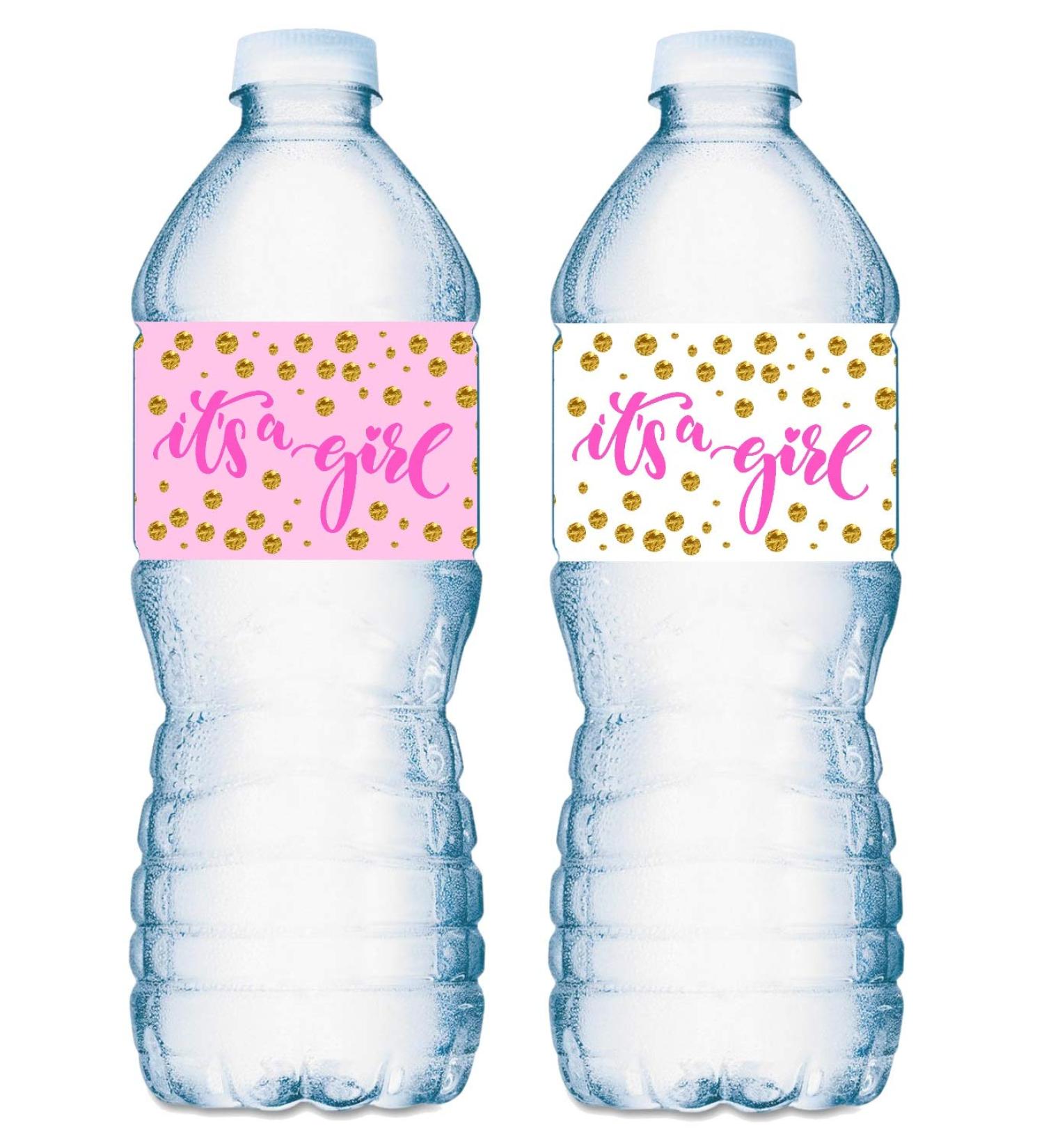 20 Pink It's a Girl Water Bottle Labels - Baby Shower Decorations - Buy Online on SooperMarket.com