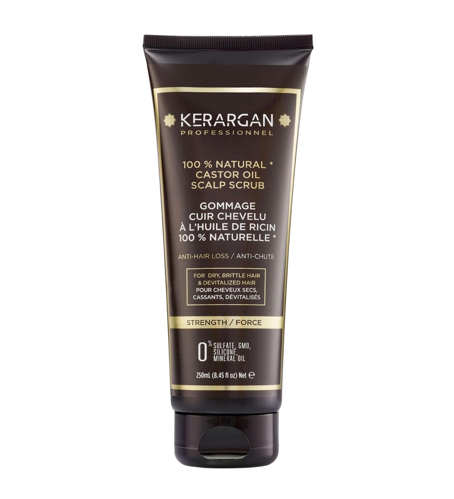 Kerargan - Anti-Hair Loss Hair Scrub with Castor Oil - For a Healthy Scalp and Revitalized Hair - Enriched with Sweet Almond Oil and Aloe Vera - Sulfate-free GMO-free Silicone-free - 8.5 Fl oz - Buy Online on SooperMarket.com