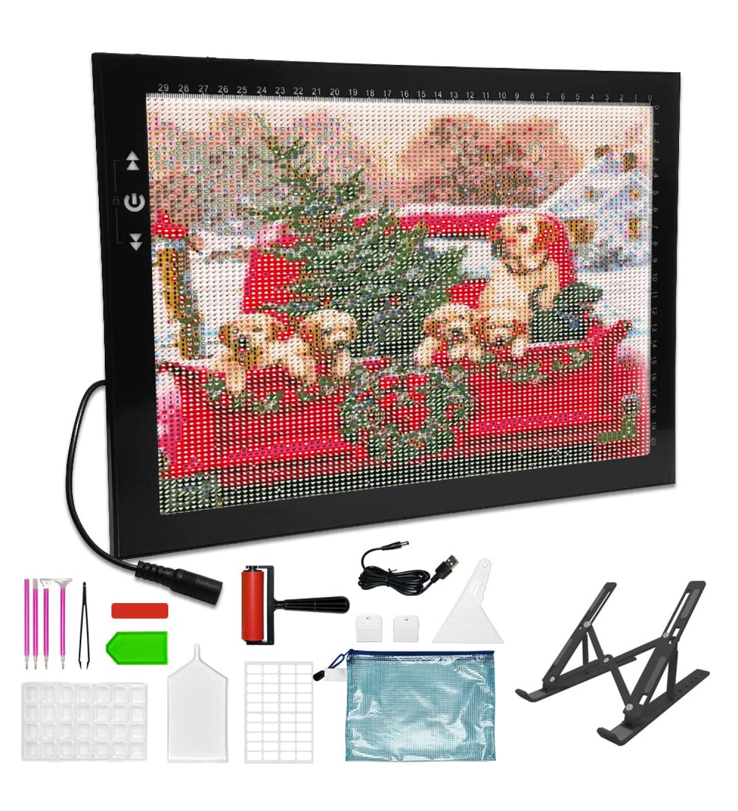 HKS A4 LED Light Pad Kit for Diamond Painting - Dimmable Brightness, Lock/Unlock Modes, Adjustable Angle Stand included - Buy Online on SooperMarket.com