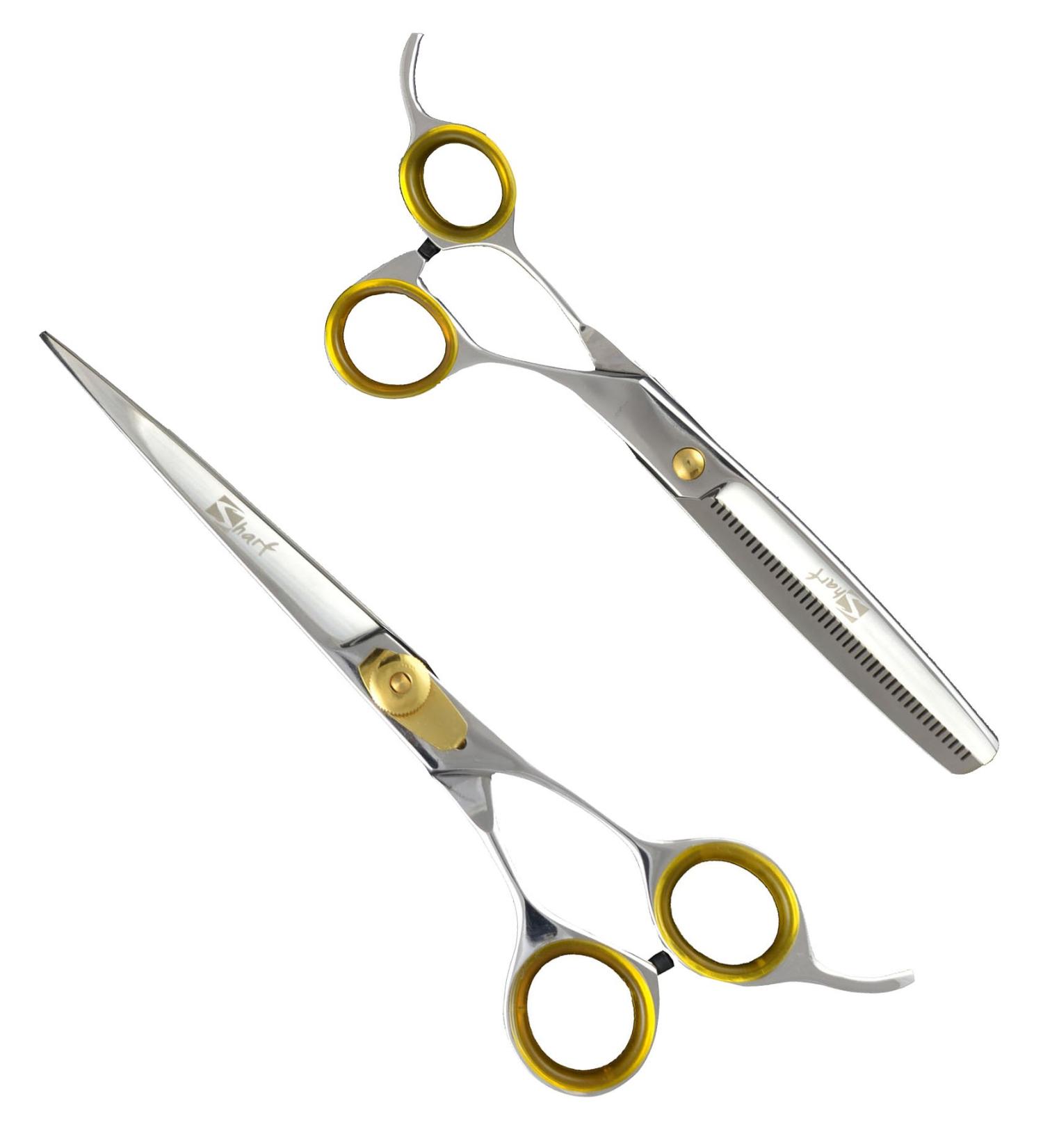 Sharf Gold Touch Pet Grooming Shear Kit - 7.5 Inch Straight & 6.5 Inch 42-Tooth Thinning Scissors - Buy Online on SooperMarket.com