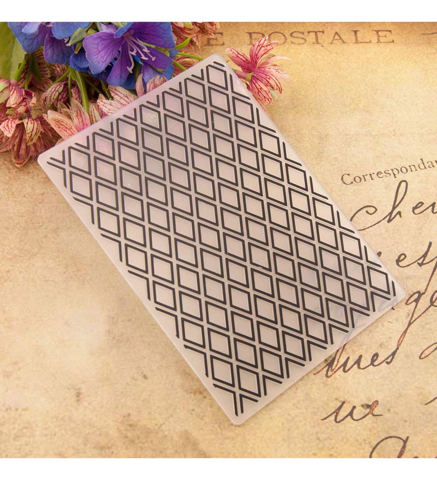 LZBRDY 4.1 x 5.8 Inch Diamond Lattice Layering Plastic Embossing Folder for Scrapbooking and Card Making - Christmas Craft Essential - Buy Online on SooperMarket.com