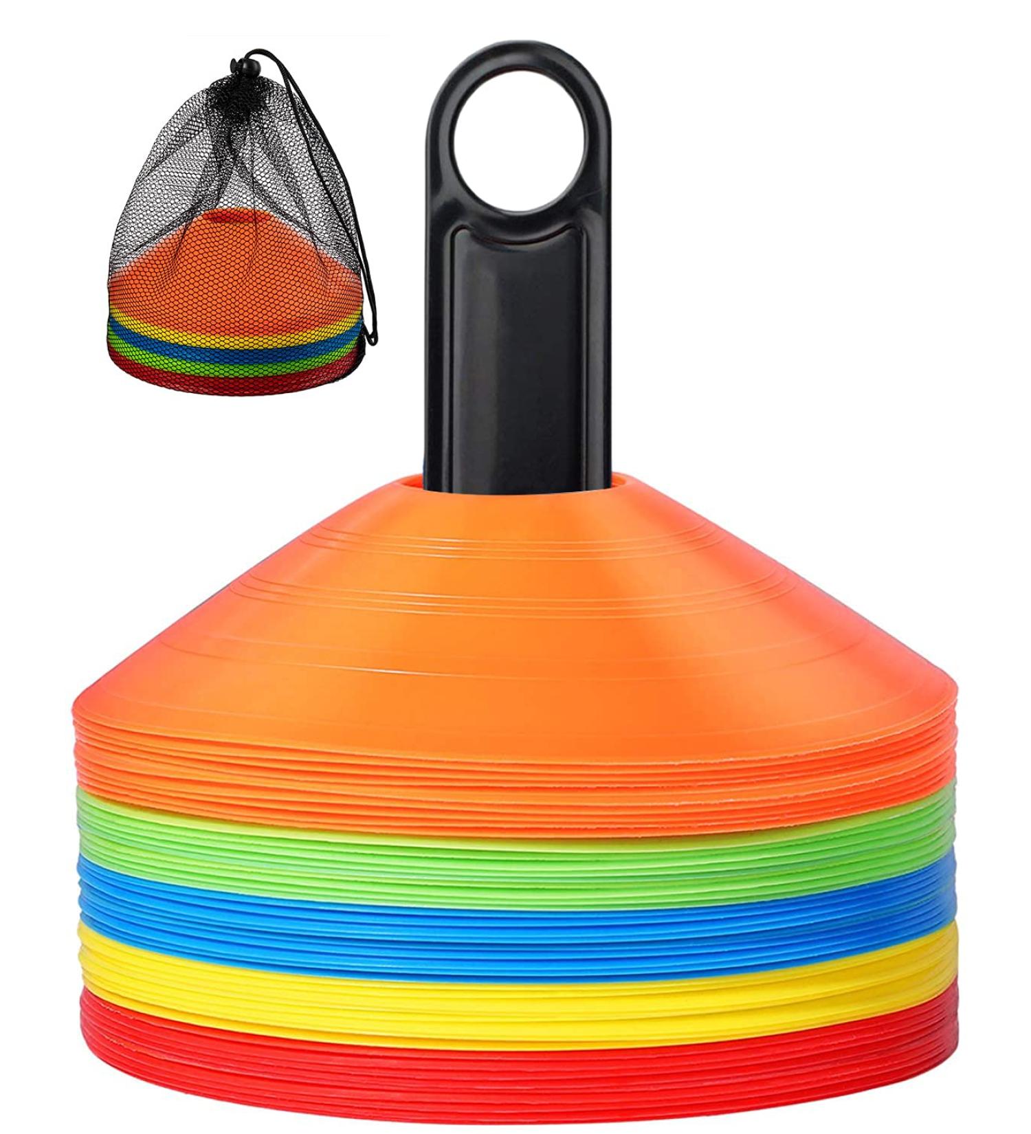 25 Pcs Pro Disc Cones with Carry Bag - Agility Soccer Field Marker Cones for Training Football and Kids Sports - Buy Online on SooperMarket.com