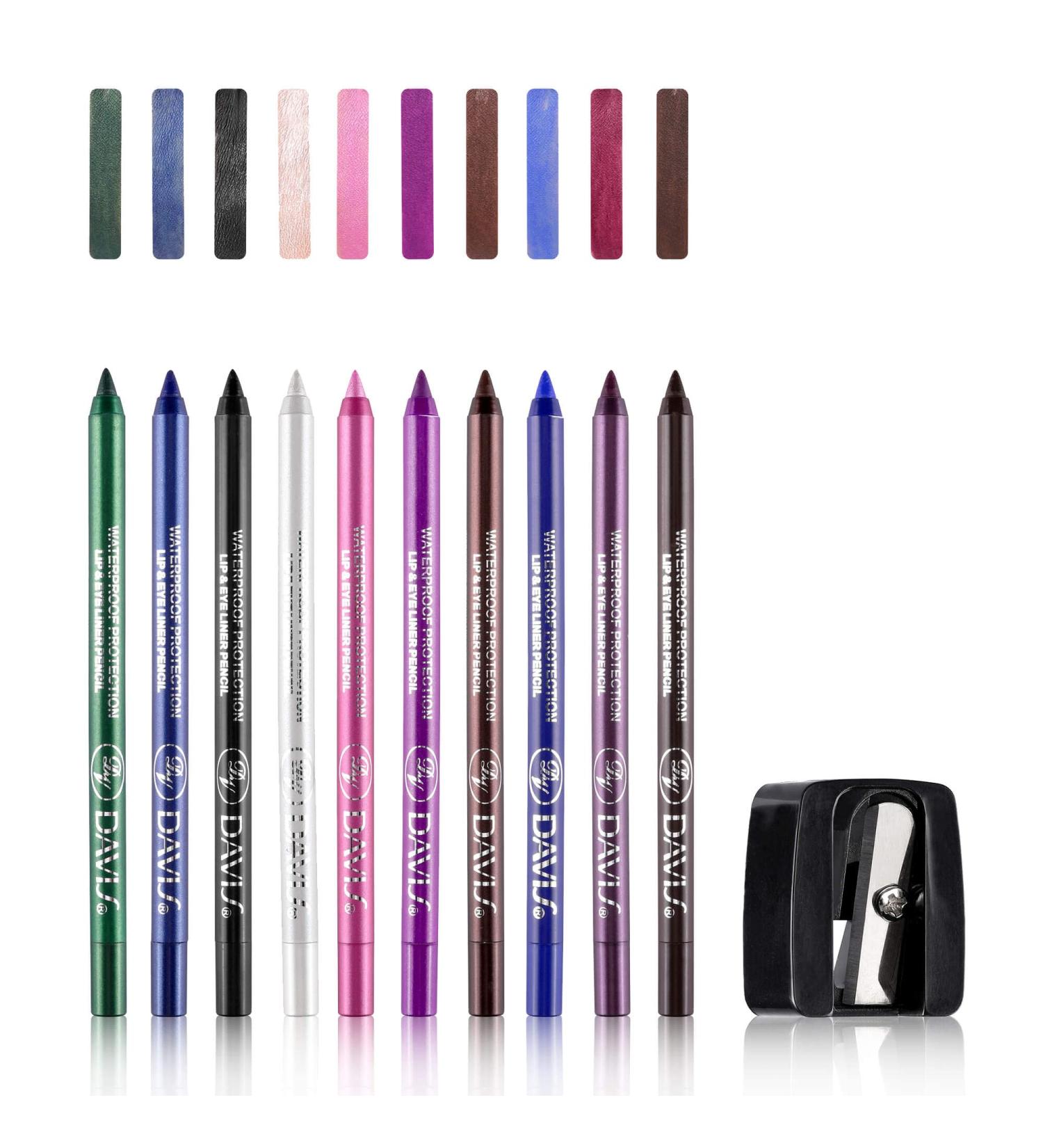 DELISOUL 10-color Eyeliner Pen Set - Glitter, Metallic, Pearl | Long-lasting & Smooth Eye Makeup Kit for Women | Includes Pencil Sharpener - Buy Online on SooperMarket.com