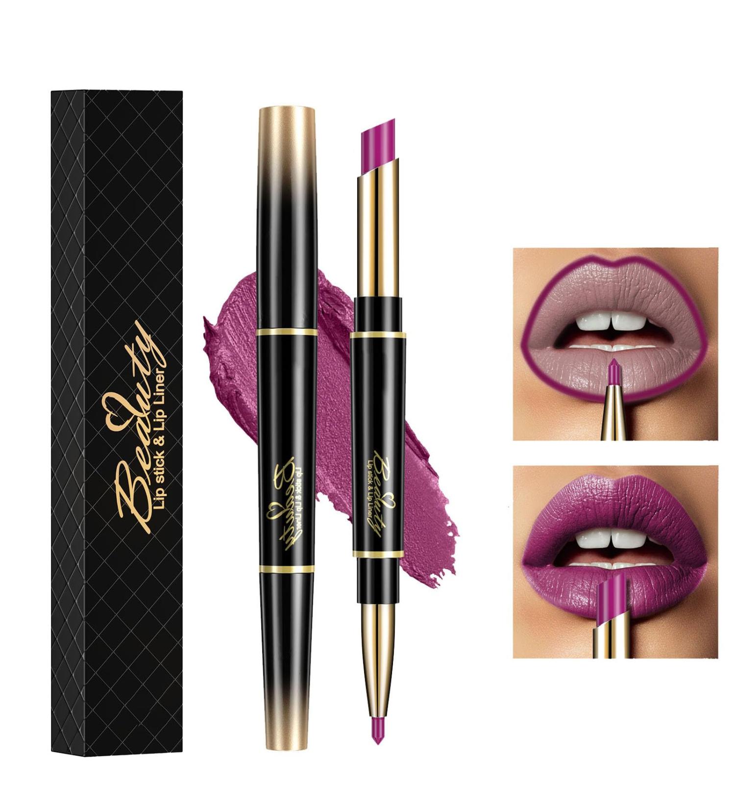 ChaneeHann 2-in-1 Lipstick & Liner Set - Matte Waterproof Lipstick & Lip Liner in Berry Shade | Lip Makeup for Girls - Buy Online on SooperMarket.com