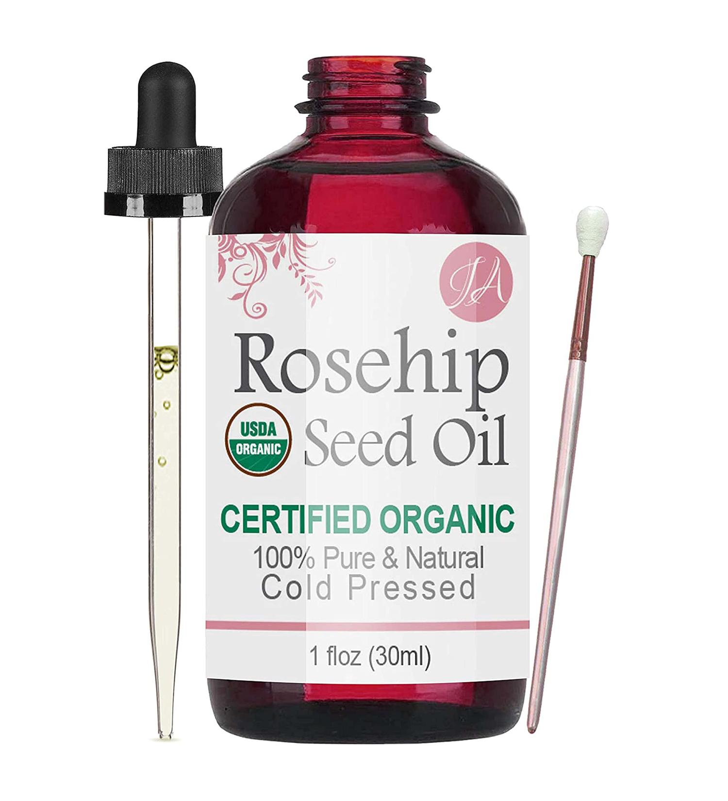 Organic Rosehip Seed Oil (100% Pure & Natural - USDA Certified Organic) Cold Pressed  Chemical Free  Unrefined - All-Natural Moisturizer for Amazing Hair  Skin  and Nails - 1oz Bottle
