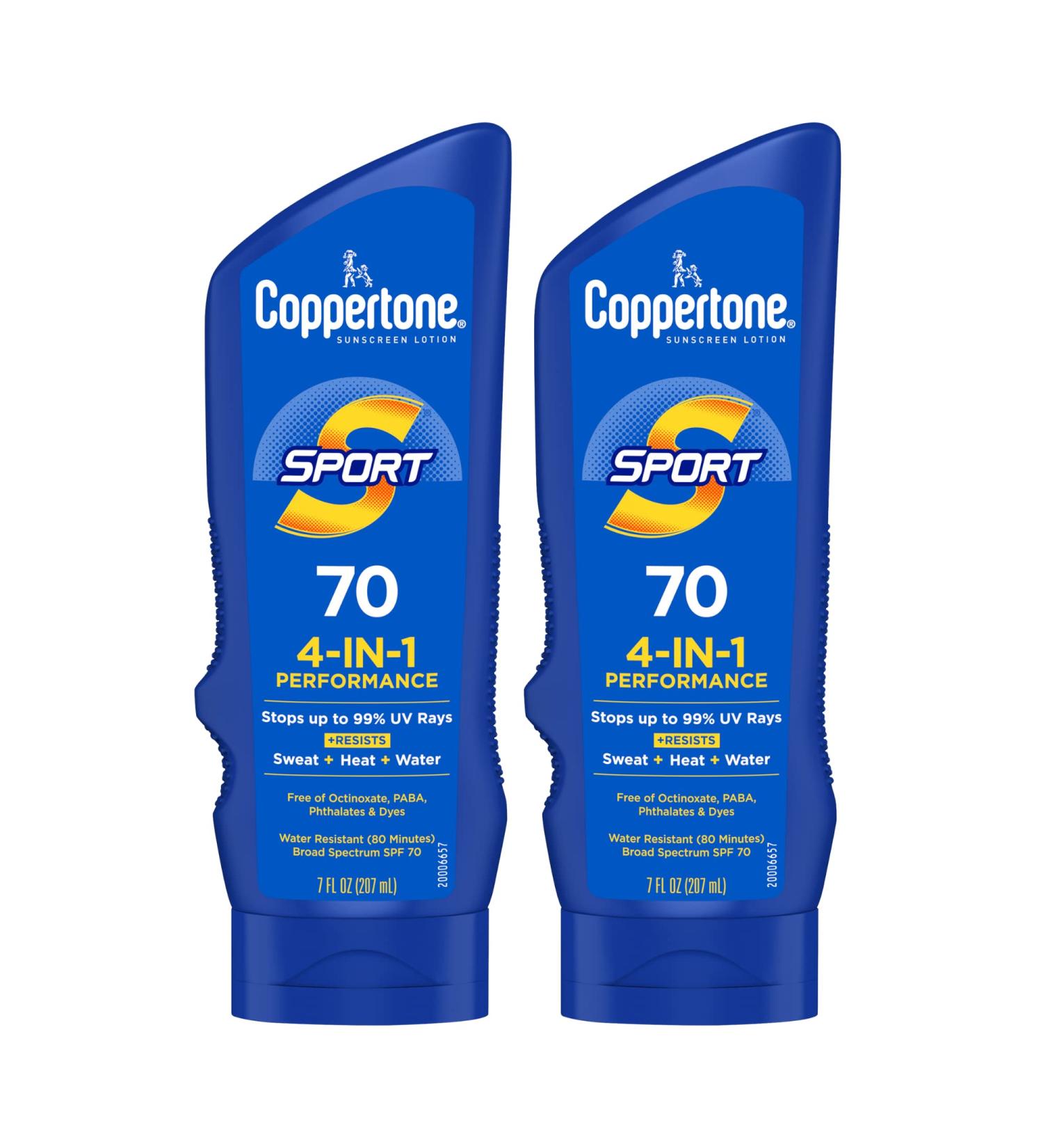 Coppertone Sport Sunscreen Lotion SPF 70 Multi Pack - 7 Fl Oz x 2 | Broad Spectrum Sun Protection - Buy Online on SooperMarket.com