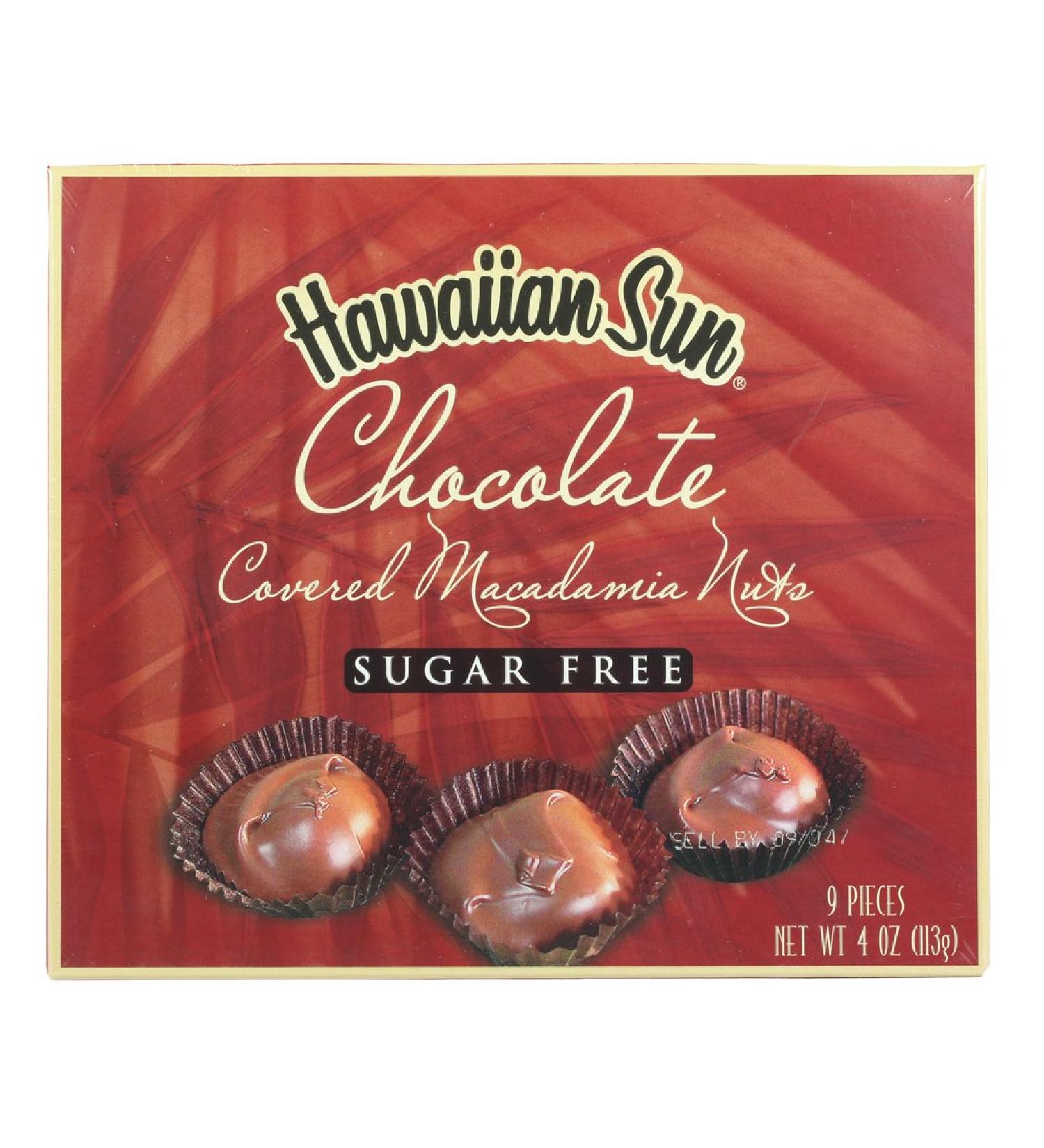 Hawaiian Sun SUGAR-FREE Chocolate Covered Macadamia Nuts 4 Oz
