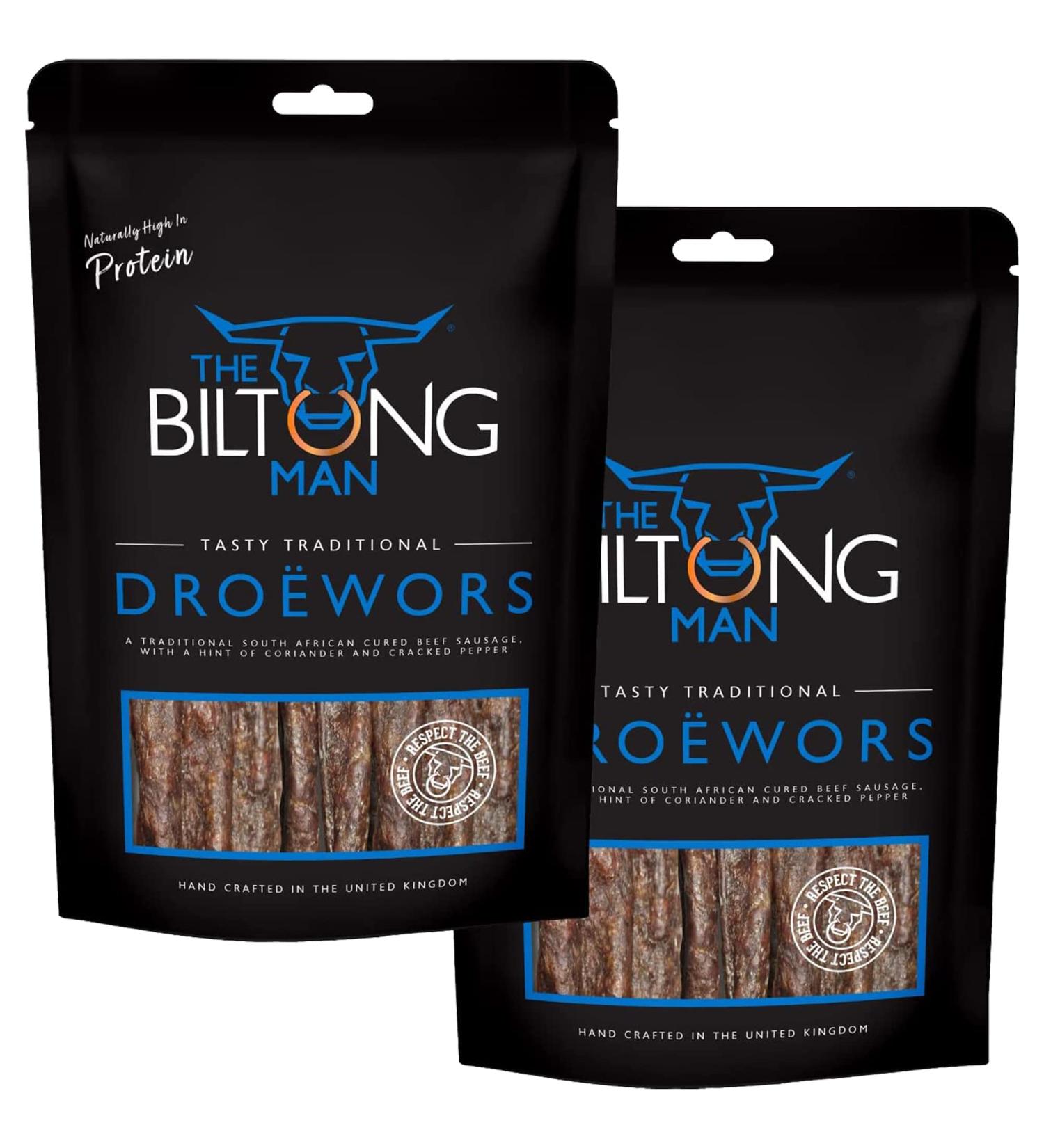 The Biltong Man Droewors Sticks 1kg | High Protein Beef Snack | Keto-friendly Dried Beef Sausage - Buy Online on SooperMarket.com