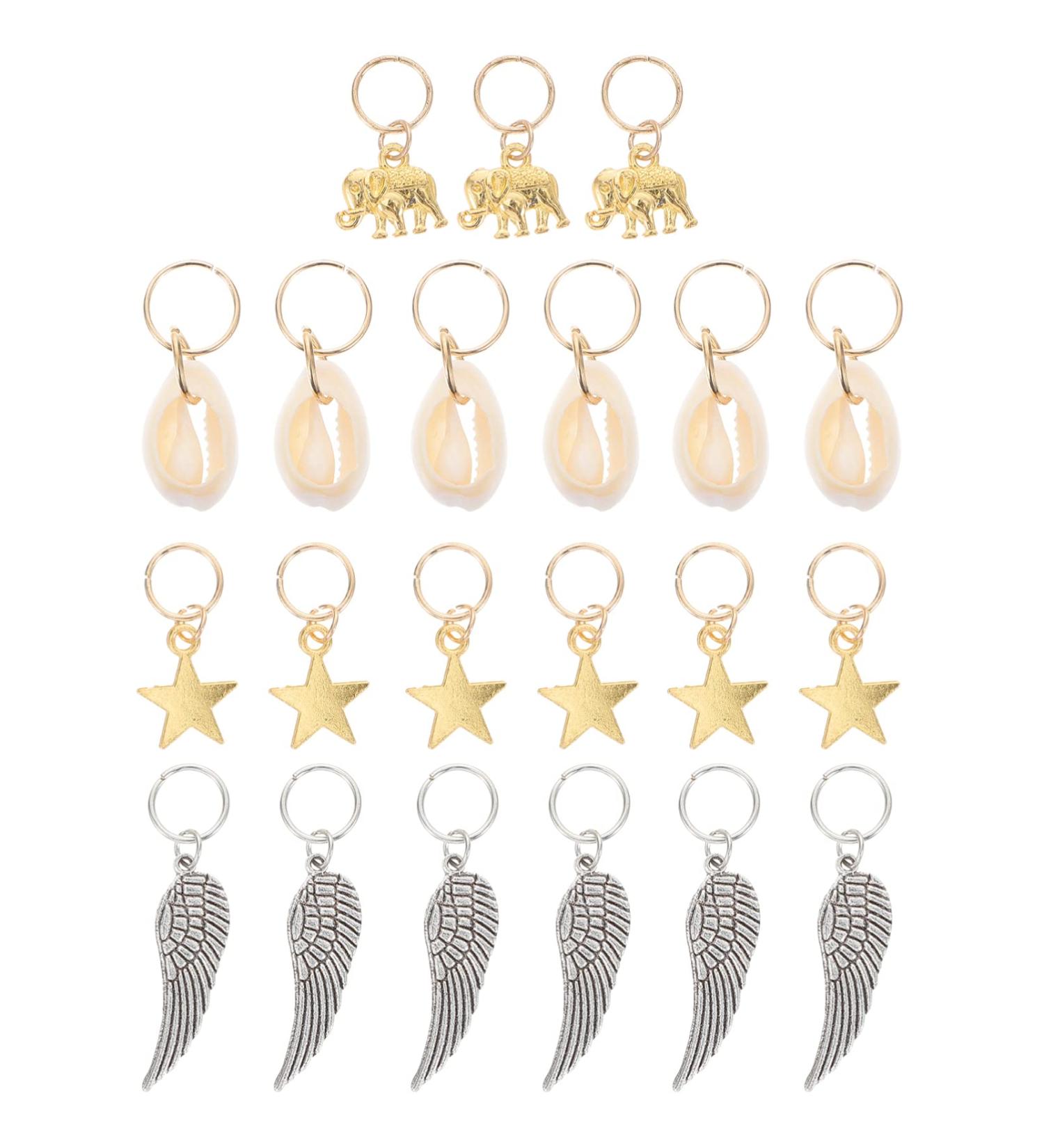 KALLORY 21 Pieces Dreadlock Jewelry Alloy Hair Braid Charms Hair Rings Shell Jewels Hair Decoration for Braiding Hair - Buy Online on SooperMarket.com