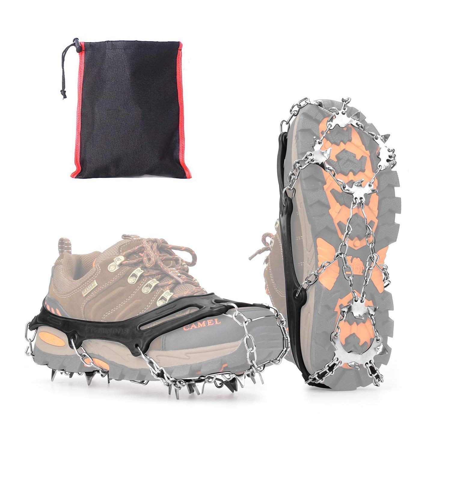 Vdeal Crampons for Boots & Shoes - 19 Stainless Steel Spikes Anti-Slip Winter Shoe Claws for Snow & Ice Gr del Spikes for Hiking & Fishing - Men & Women - Buy Online on SooperMarket.com