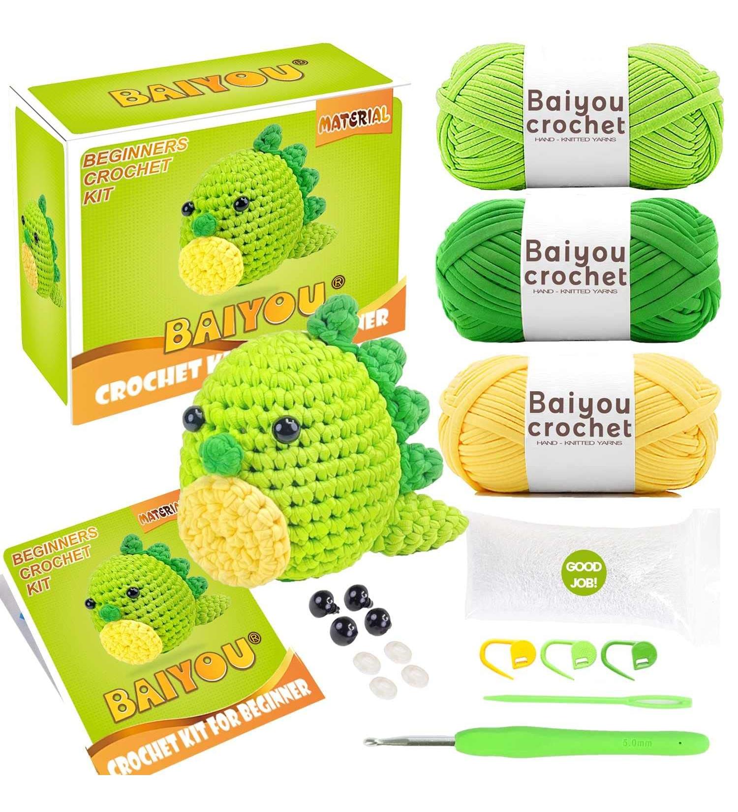 Cute Dinosaur Crochet Kit for Beginners - Complete Starter Pack for Adults - Buy Online on SooperMarket.com