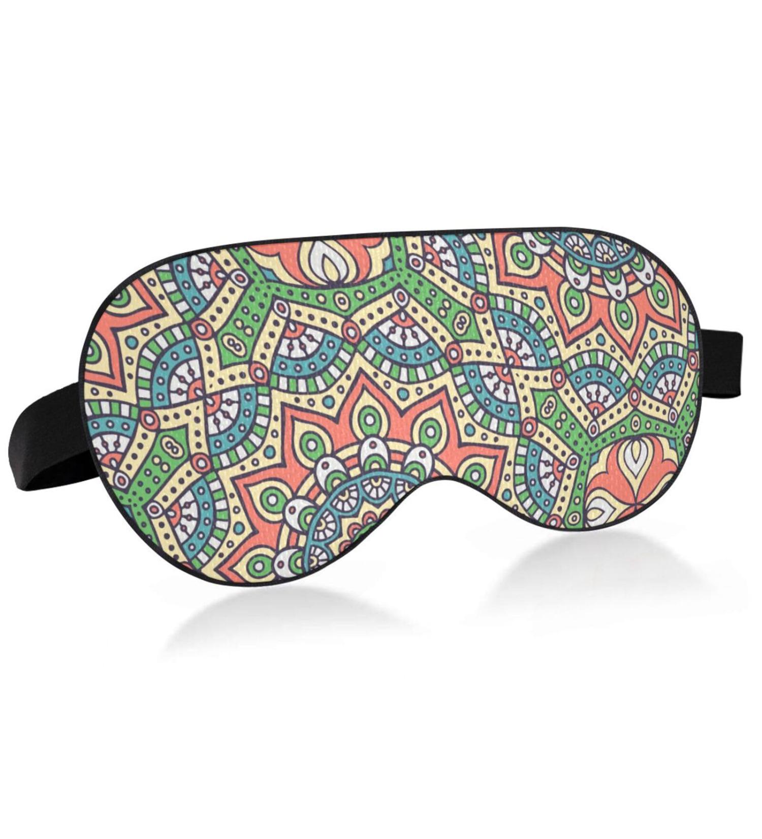 Haskirky Light Blocking Eye Mask - Adjustable Unisex Travel Mask for Deep Sleep and Meditation - Mandala Pattern - Buy Online on SooperMarket.com