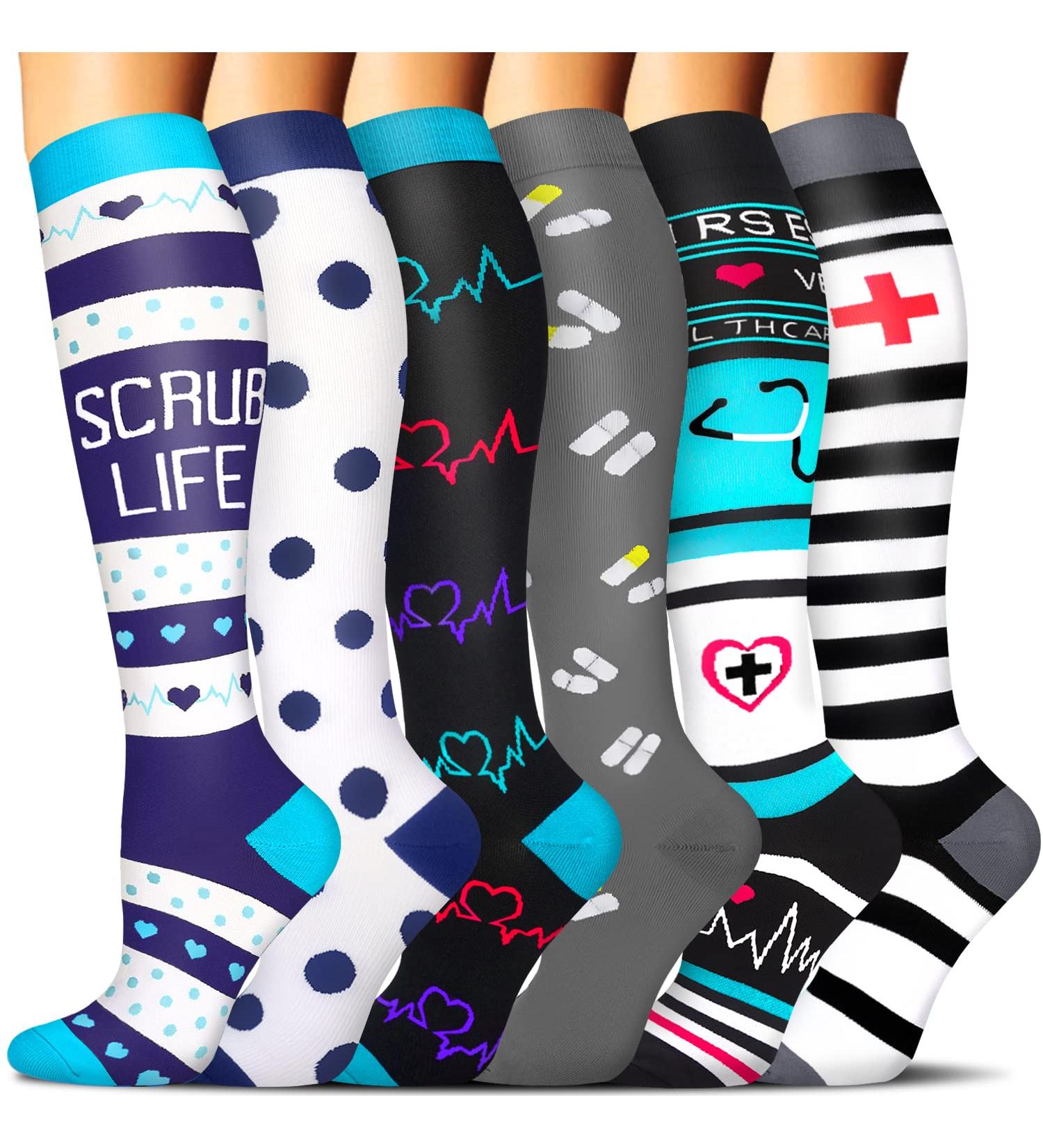 Compression Socks 20-30mmHg for Women & Men 6 Pairs Large-X-Large, Ideal for Running, Nursing & Sports | A03-Assorted - Buy Online on SooperMarket.com