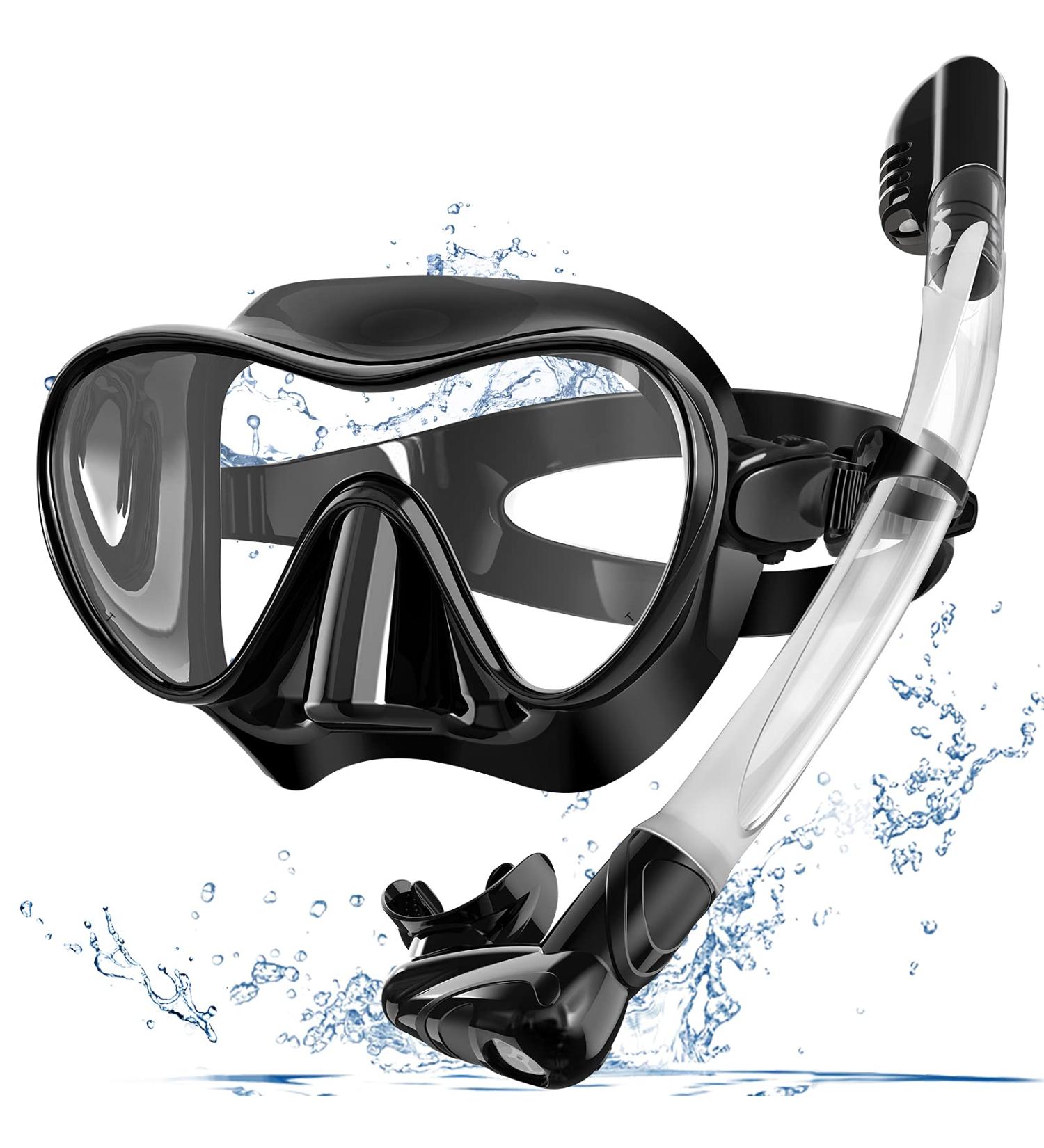 Bairuifu Snorkel Mask - Professional Full Dry Top Set for Adults - Black - Buy Online on SooperMarket.com