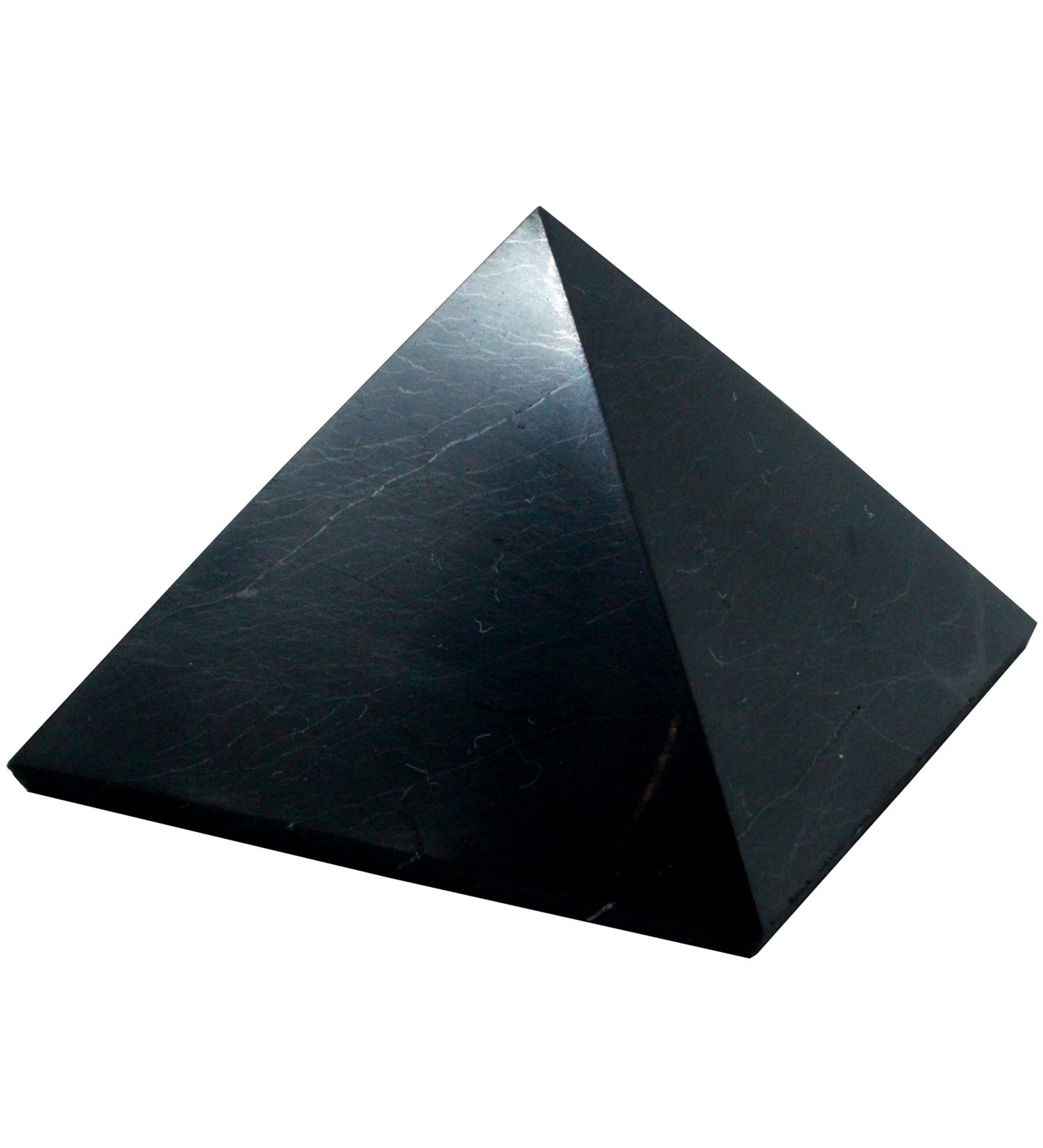 Heka Naturals 8cm Polished Shungite Pyramid Healing Crystal for Home Decor - Chakra Meditation & Negative Energy Protection - Buy Online on SooperMarket.com