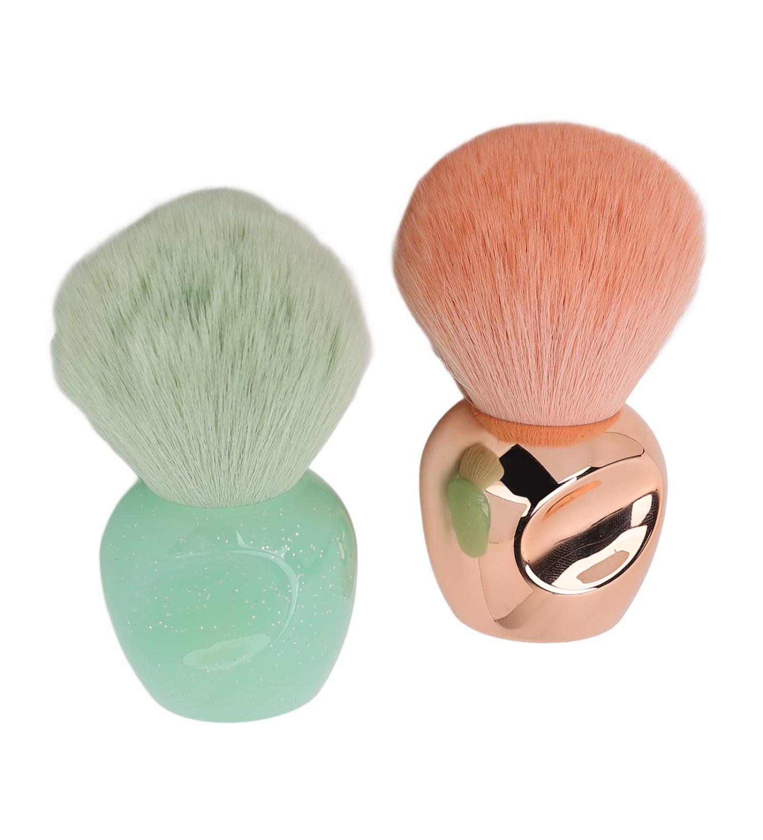 Soft Fluffy Hair Cosmetic Beauty Brush with Strong Powder Grasping Power Accurate Coloring Delicate Looking. Perfect for Loose Powder Blusher. Rose Gold Light Green - Buy Online on SooperMarket.com