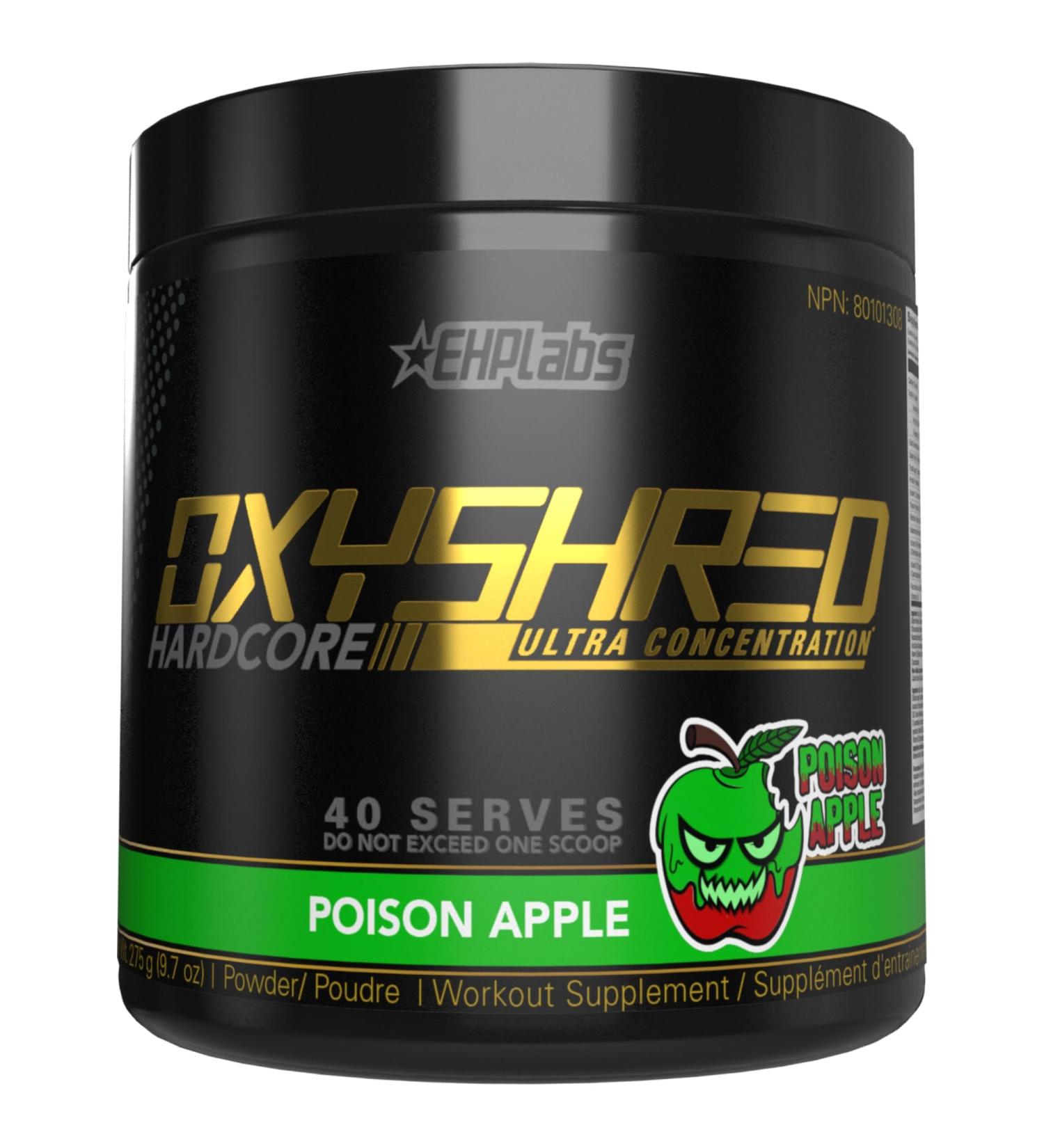 EHPlabs OxyShred Hardcore Thermogenic Pre Workout Shredding Supplement - Promotes Shredding Energy Booster Pre-Workout Mood Booster - Green Apple Fizz 40 Servings - Buy Online on SooperMarket.com