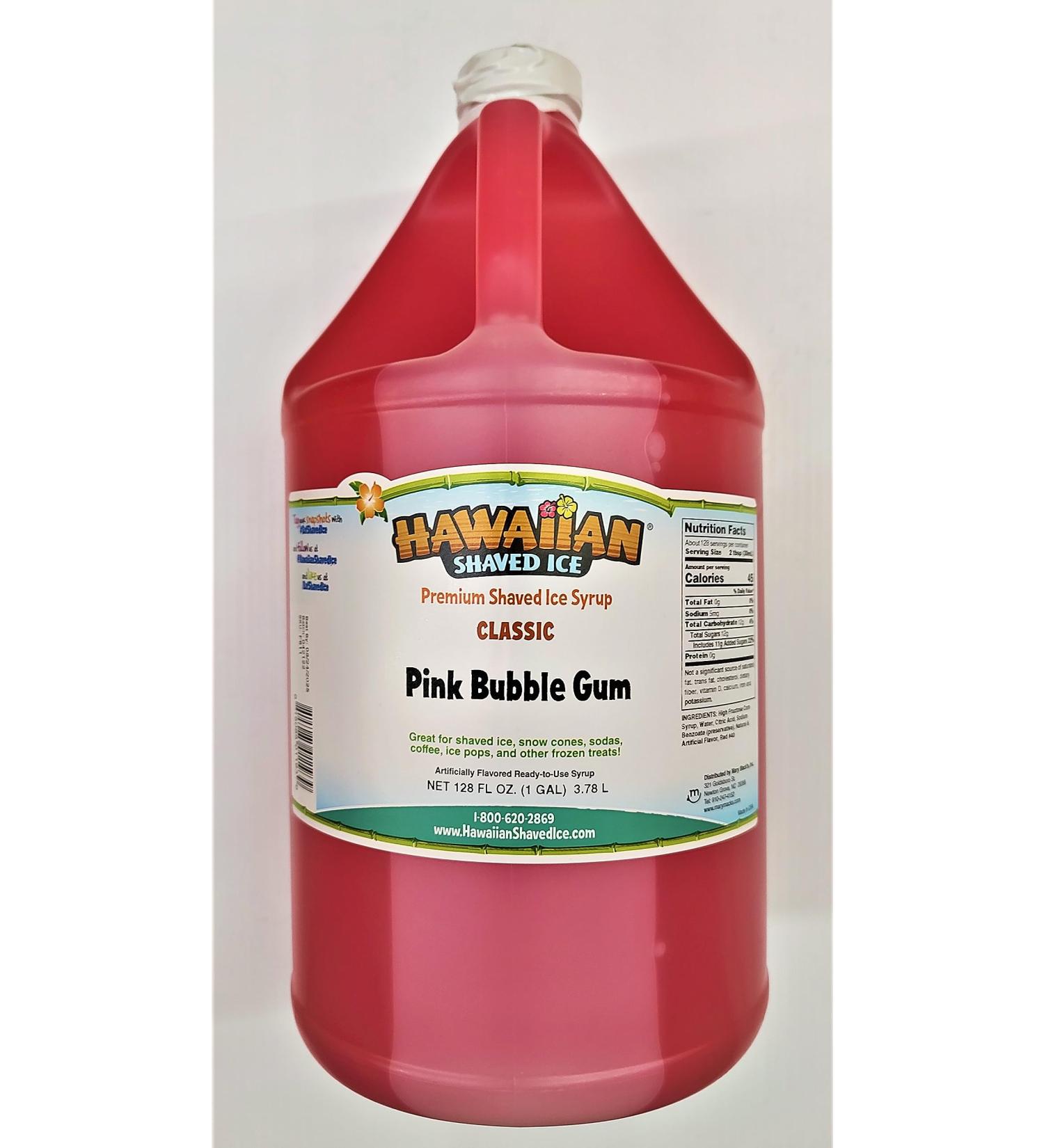 Hawaiian Shaved Ice Classic Pink Bubble Gum Syrup Flavour 1 Gallon