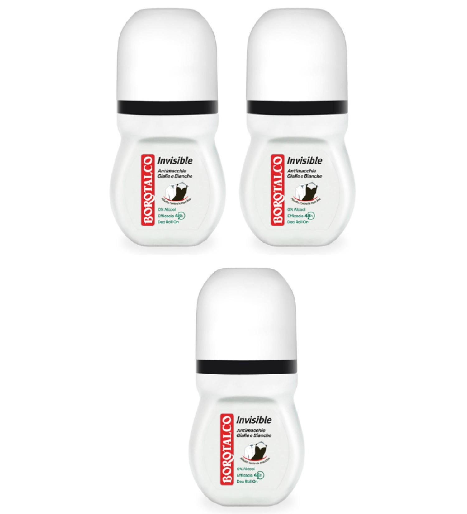 Borotalco Invisible Anti-Stain Deodorant 1.69oz (50ml) Deo Roll On Pack of 3 - Italian Import - Buy Online on SooperMarket.com