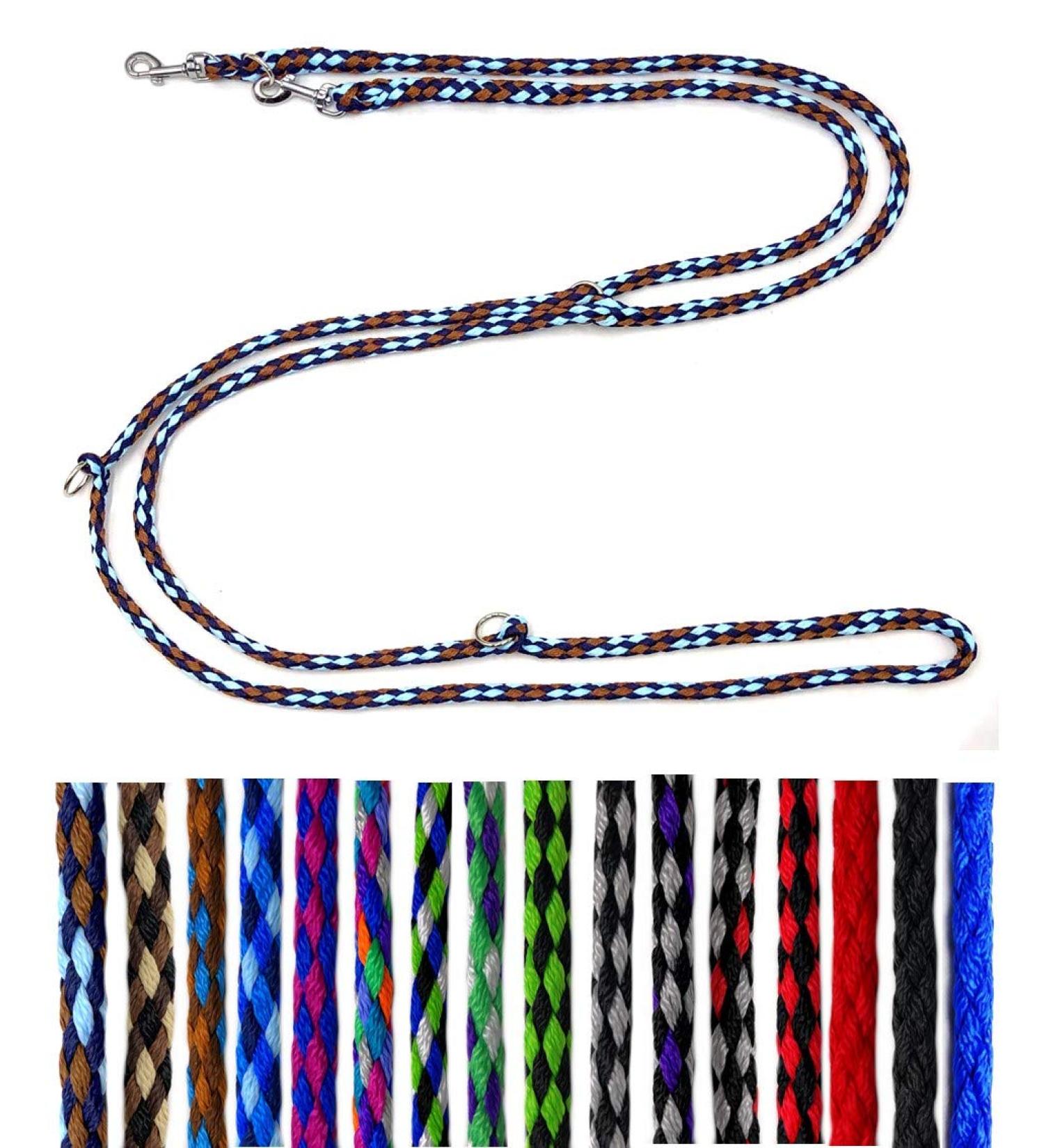 Lightweight & Durable 4-Way Adjustable Dog Leash for Small Dogs - 2.40m | Double Linen | Africa (Brown-Light Blue Marine) - Buy Online on SooperMarket.com