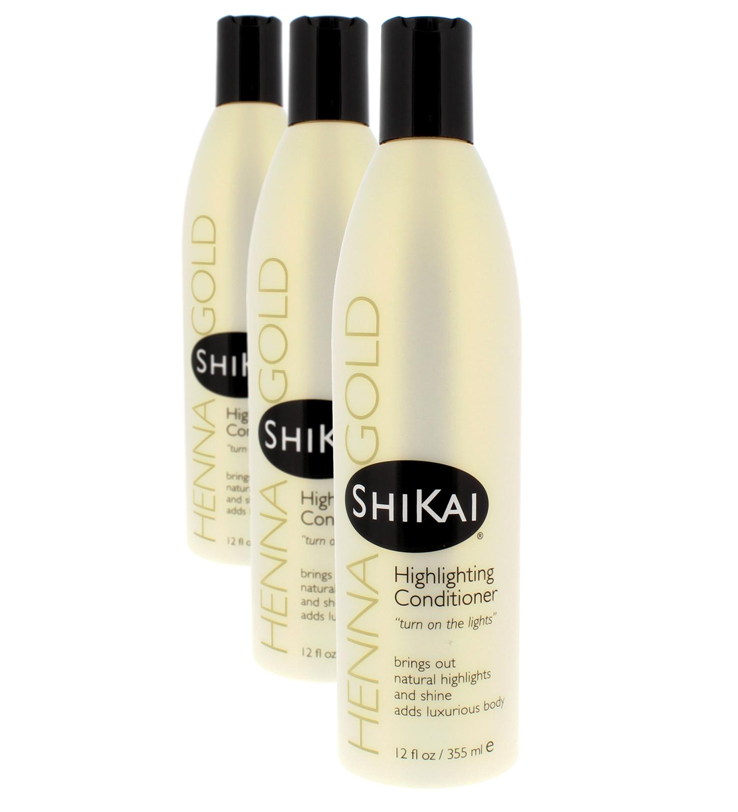 Shikai - Henna Gold Highlighting Conditioner, Brings Out Natural Highlights & Shine, Adds Luxurious Body, Plant-Based Formula with Non-Coloring Henna (Natural Fragrance, 12 fl oz, Pack of 3)