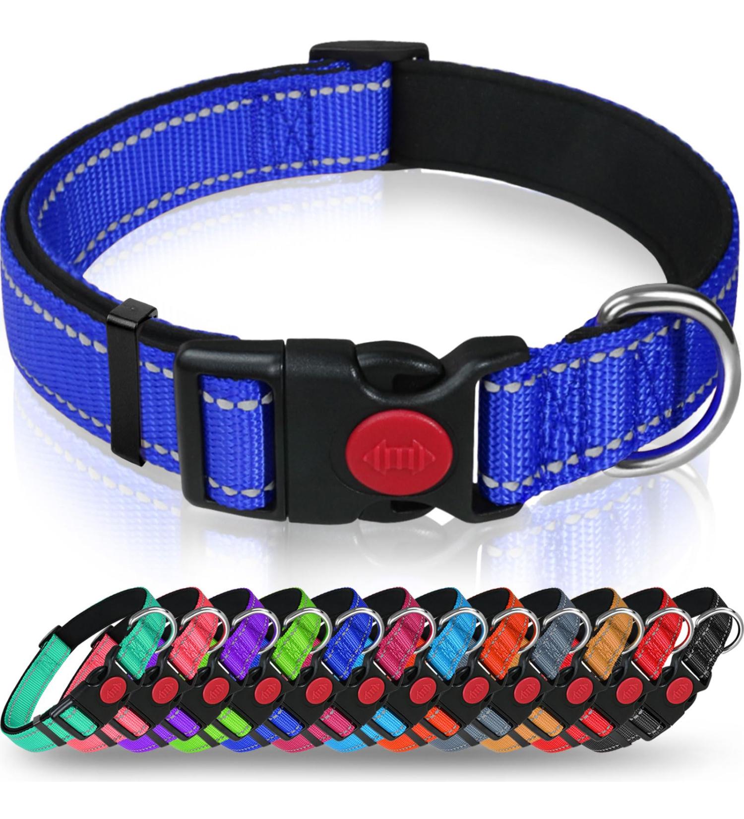 Buy Taglory Soft Padded Neoprene Dog Collar for Medium Dogs - Adjustable Reflective Dark Blue (M) | Ideal for Training & Comfort - International Shipping Available - Buy Online on SooperMarket.com