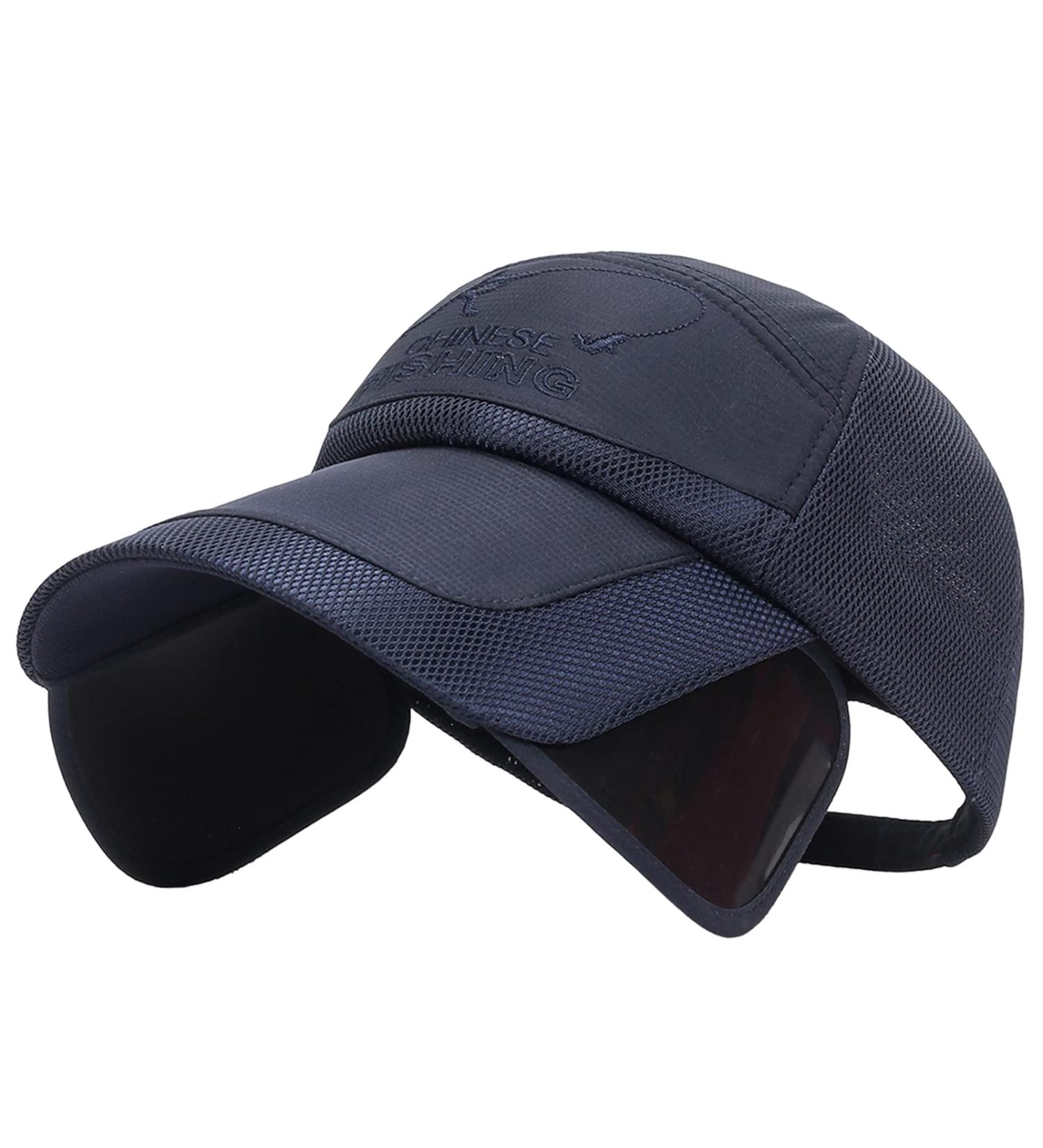 Tainrunse Baseball Hat Headwear Summer Fishing Hiking Outdoor Sun Hat Extended Brim Outdoor Supply 4X-Small # Navy Blue