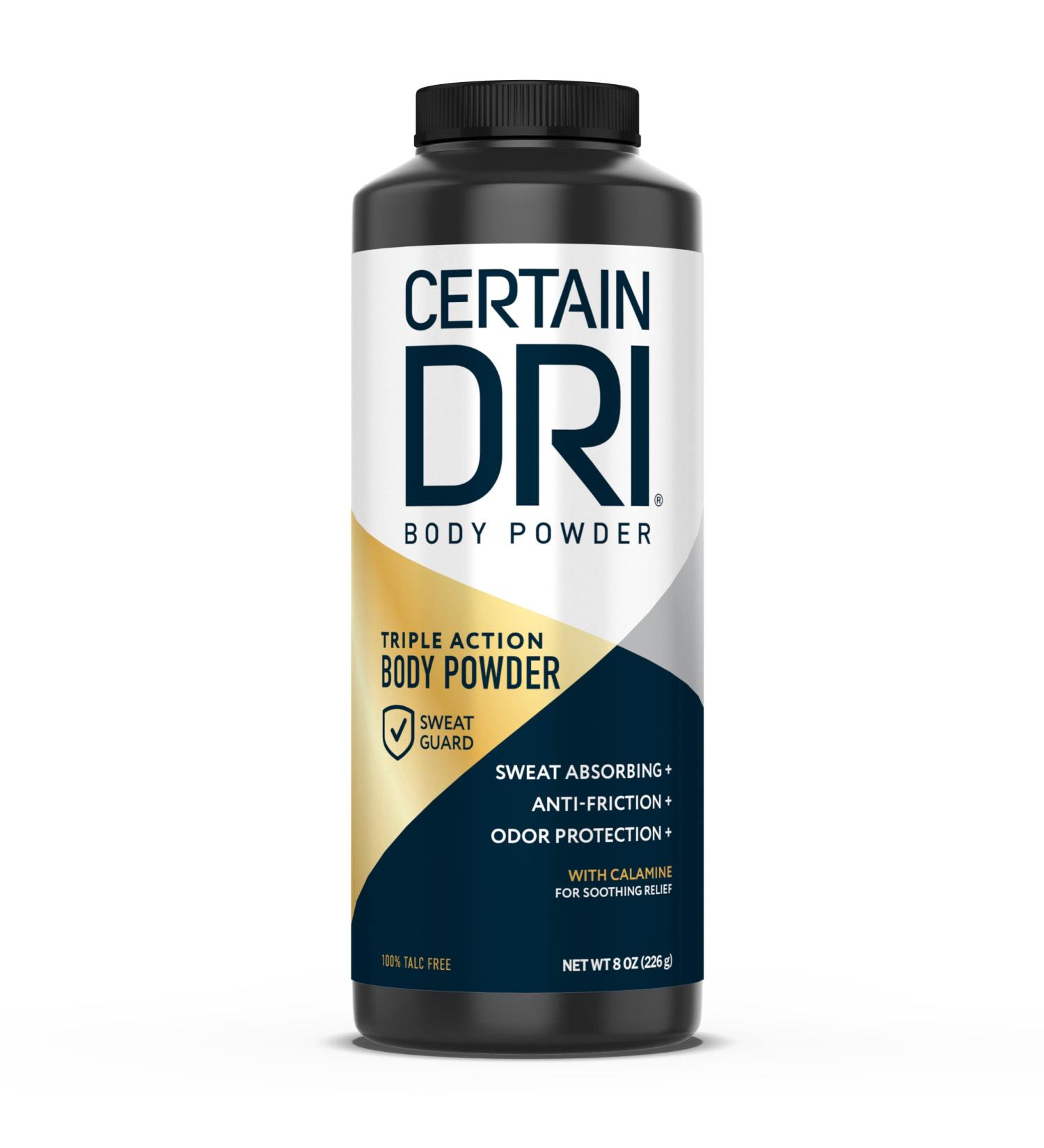Certain Dri Body Powder 8 Oz - Maximum Sweat Absorption for Men and Women - Buy Online on SooperMarket.com