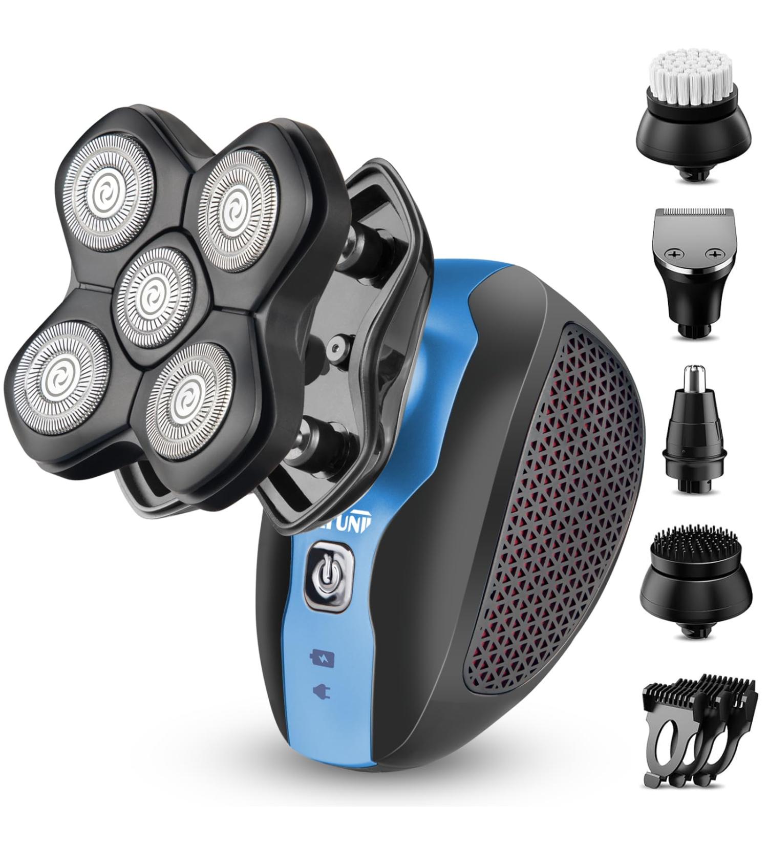 Upgrade Magnetic Head Shaver for Bald Men - Cordless 5-in-1 Electric Razor | IPX7 Waterproof Wet/Dry Grooming Kit | Easy Palm Shaver for a Smooth Shave - Buy Online on SooperMarket.com