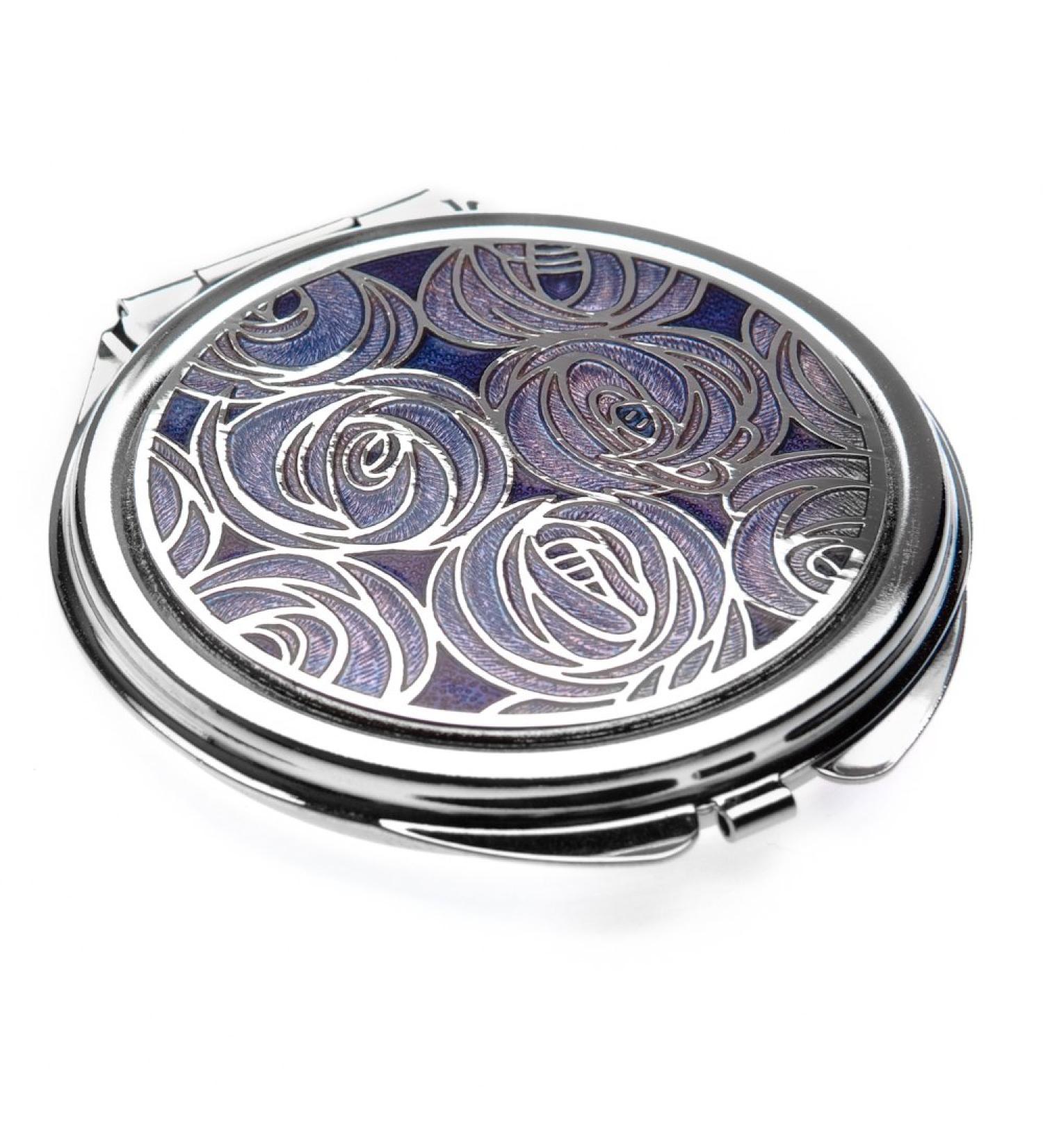 Compact Mirror - Rennie Mackintosh Cluster of Roses Design - Purple/Lilac