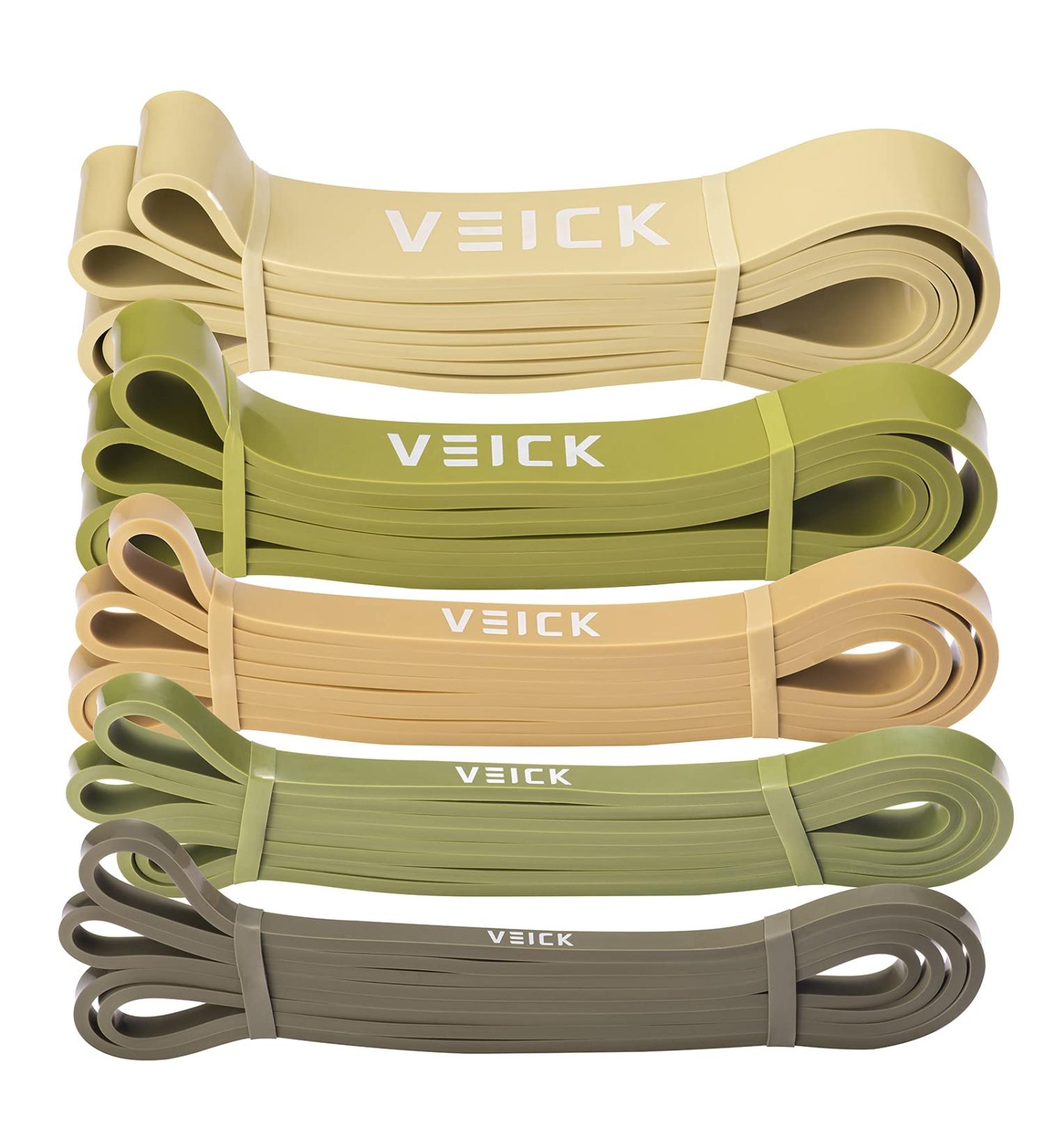 VEICK Resistance Bands Set - Pull Up Assistance & Workout Exercise Bands for Men and Women - Elastic, Power Weighted Long Bands for Stretching - Green Set of 5 - Buy Online on SooperMarket.com