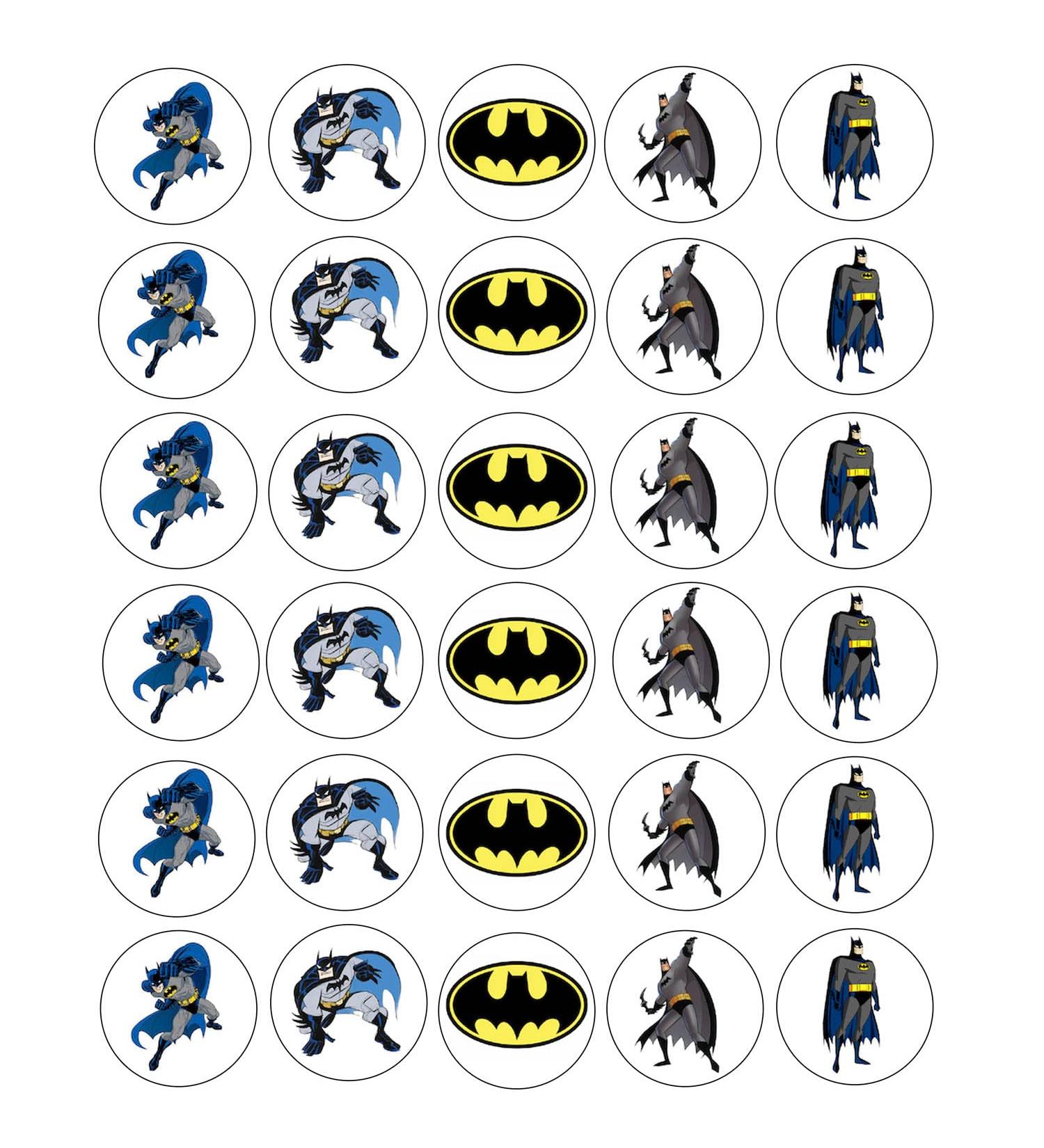 30 Batman Edible Wafer Cupcake Toppers Fairy Cake Decoration Uncut