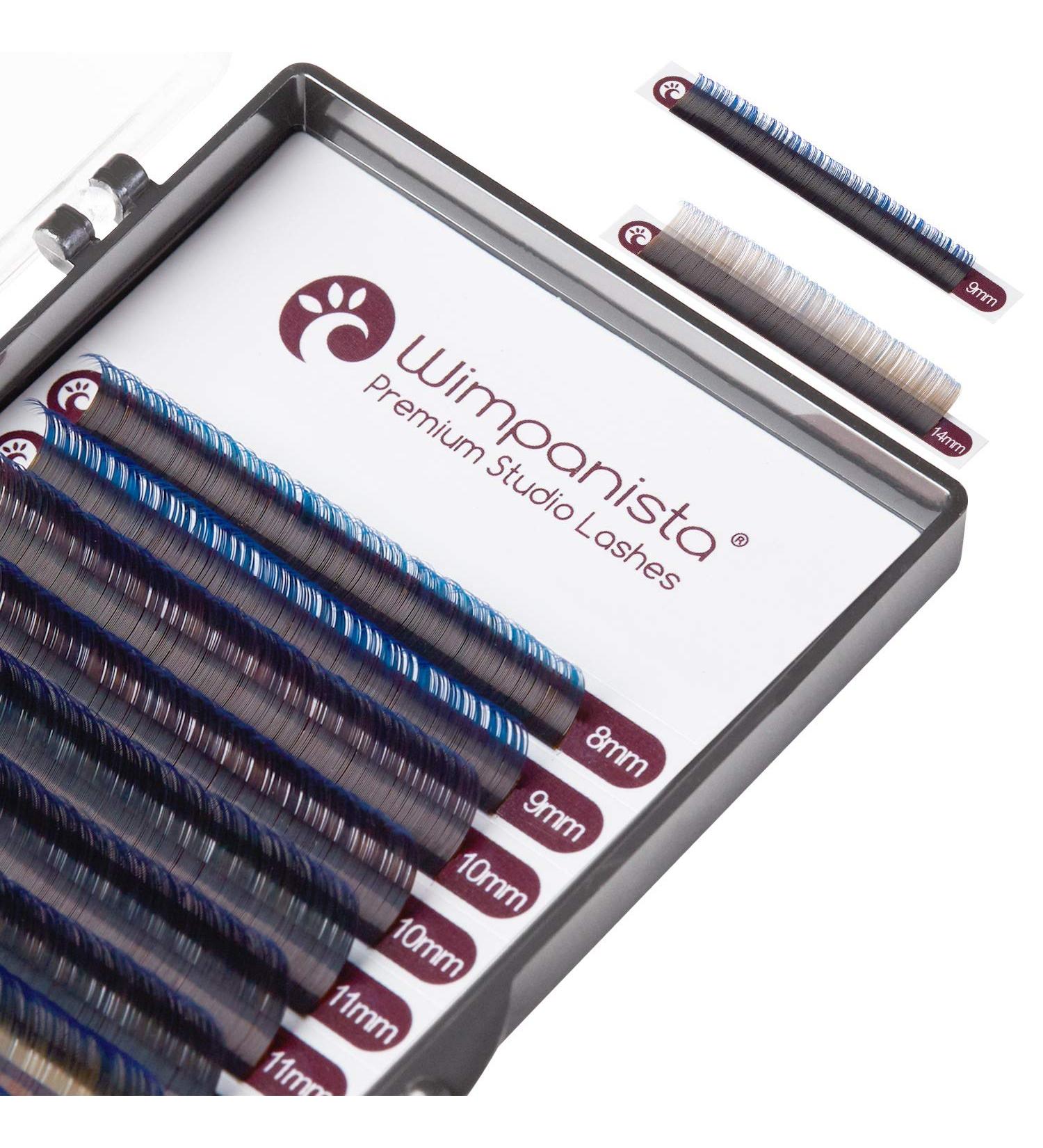 Ombr Blue Silk Eyelashes - D Curl 0.07mm Thickness 8-14mm Mix - 16 Strips Volume Lashes for Extensions - Buy Online on SooperMarket.com