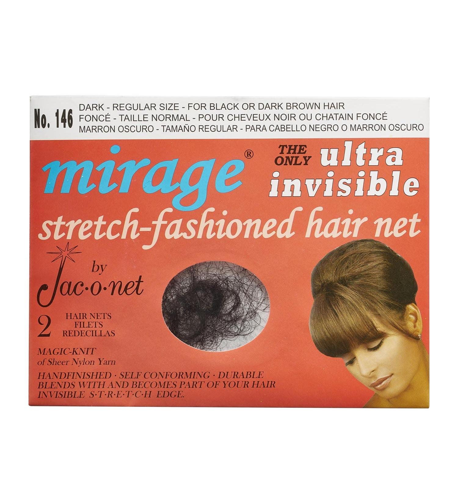 Hair Net Jac-O-Net Mirage Ultra-Invisible Dark  2 Nets Per Pack  1 Pack
