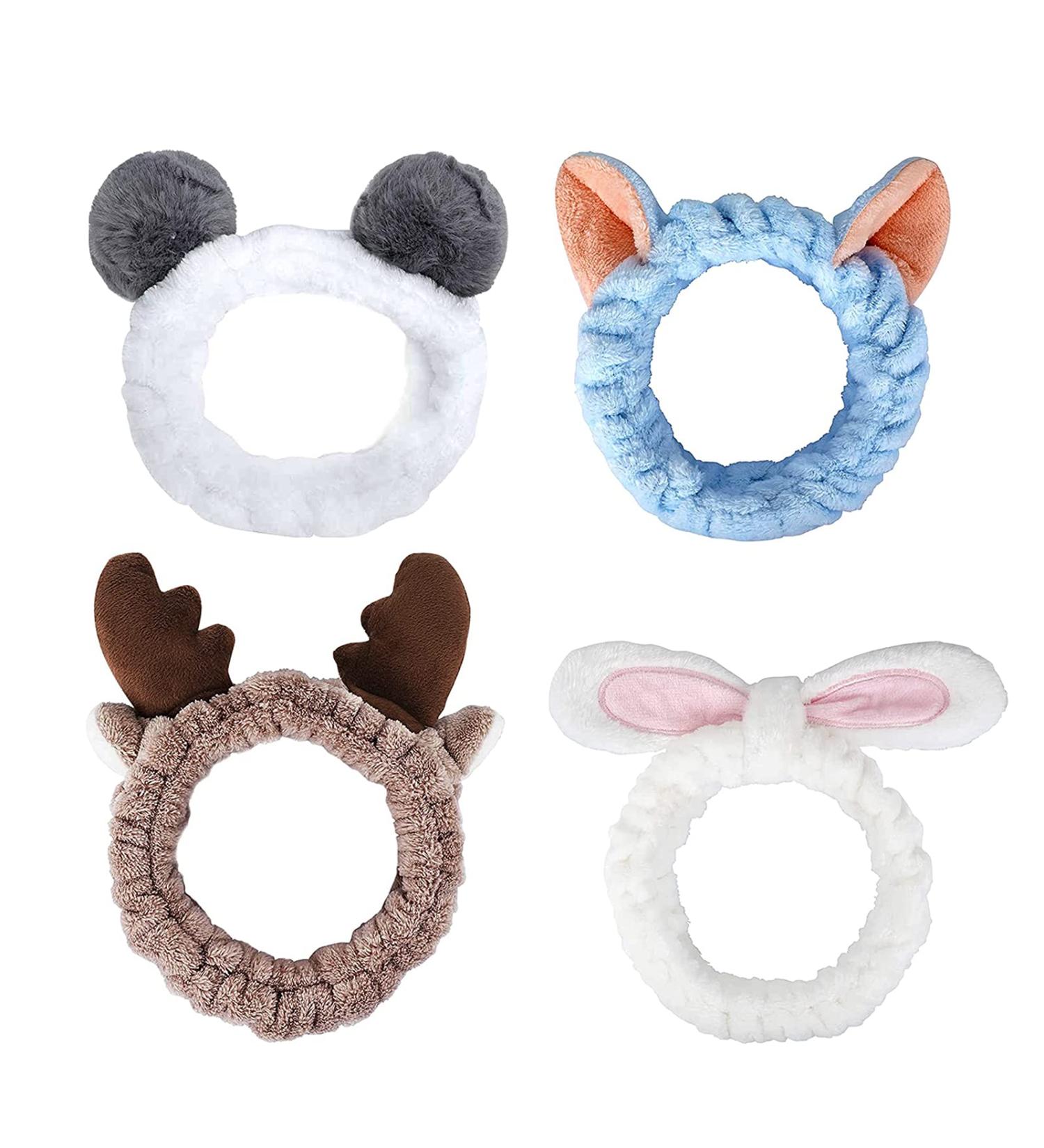 Buy 4-Pack Make-Up Hair Bands for Women | Stylish Cosmetic Bands for Makeup & Shower Blue White Light Gray & Black - Buy Online on SooperMarket.com