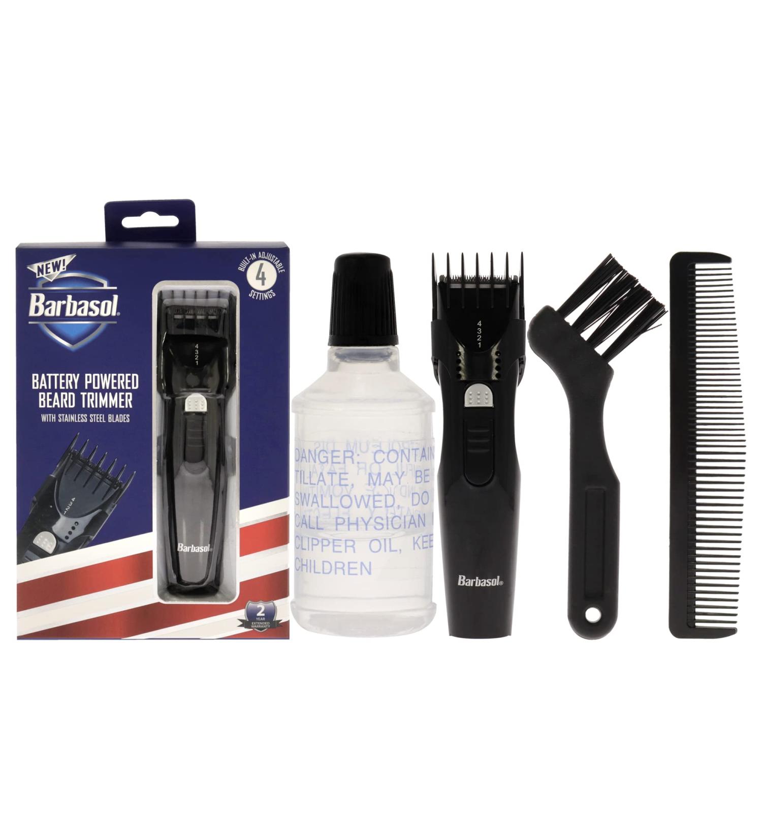 Barbasol Battery Powered Electric Beard Trimmer | Stainless Steel Blades & Adjustable Settings - International Shipping Available - Buy Online on SooperMarket.com