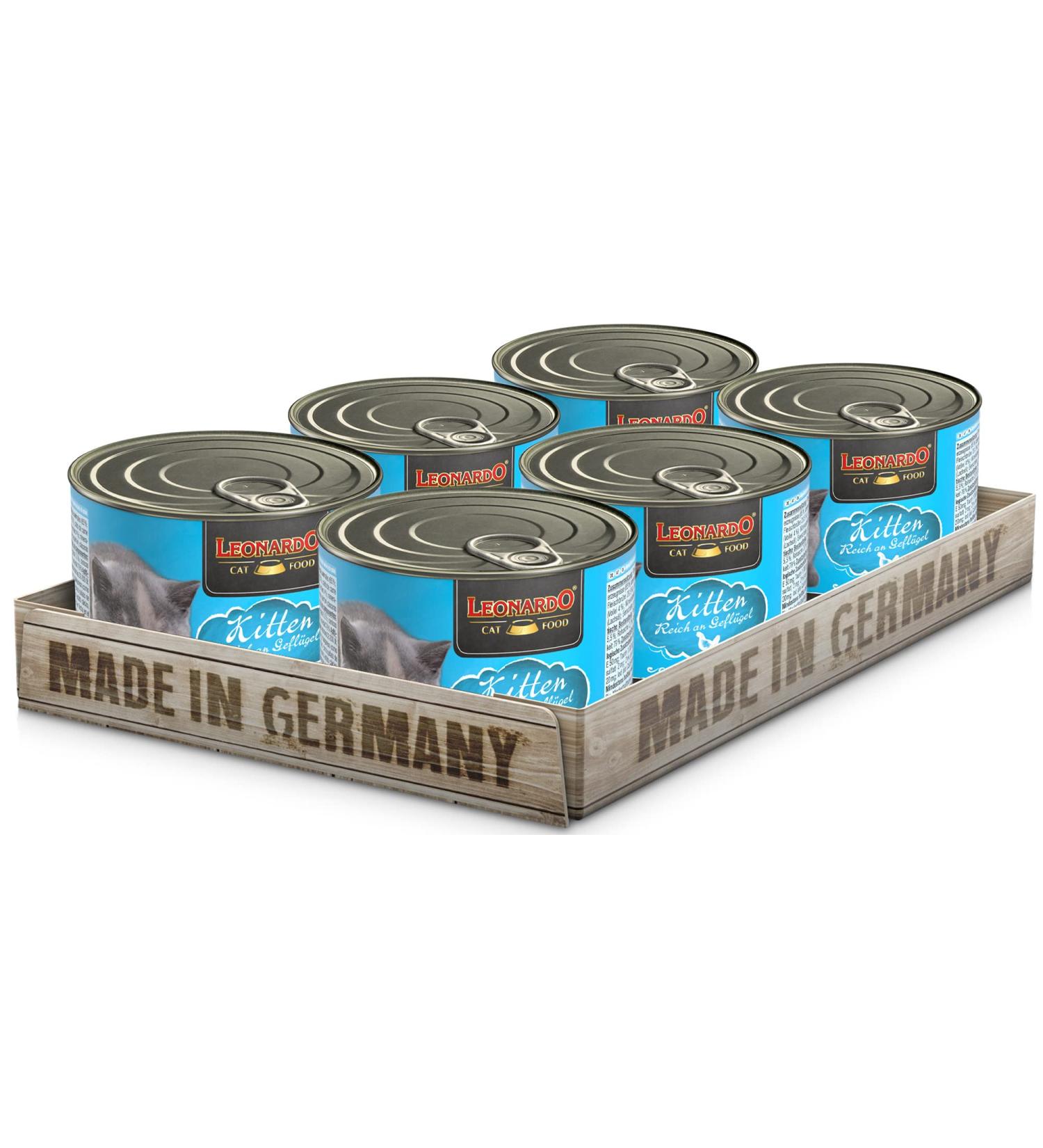 Leonardo wet feed 6x200g kitten |Cereal -free wet food for cats |Wet food from the can |With poultry 200 g (6 -pack)
