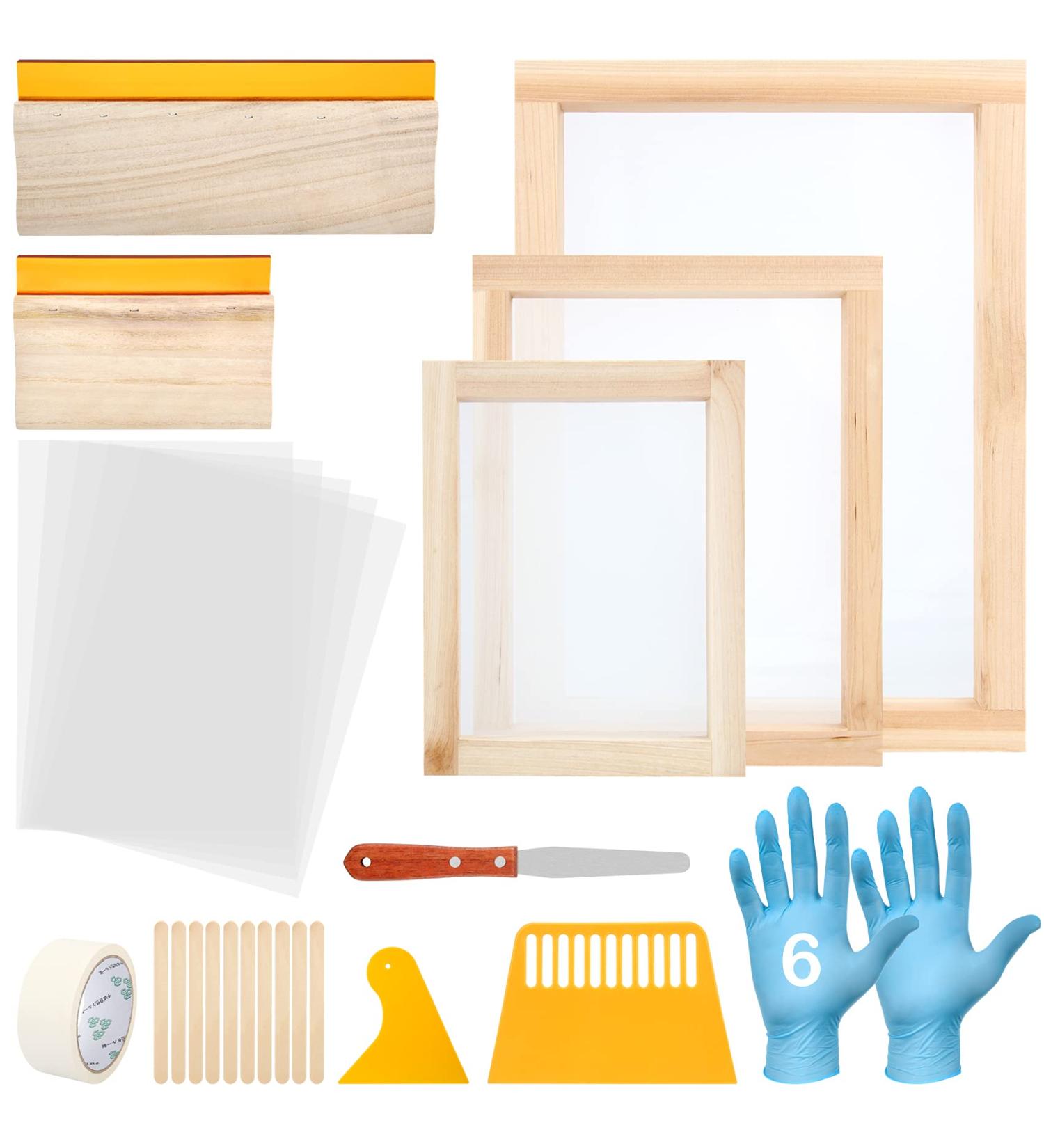 Colovis 30 PCS Screen Printing Kit for Home or Small Business - Frames, Squeegees, Inkjet Film, Masking Tape & More - Buy Online on SooperMarket.com