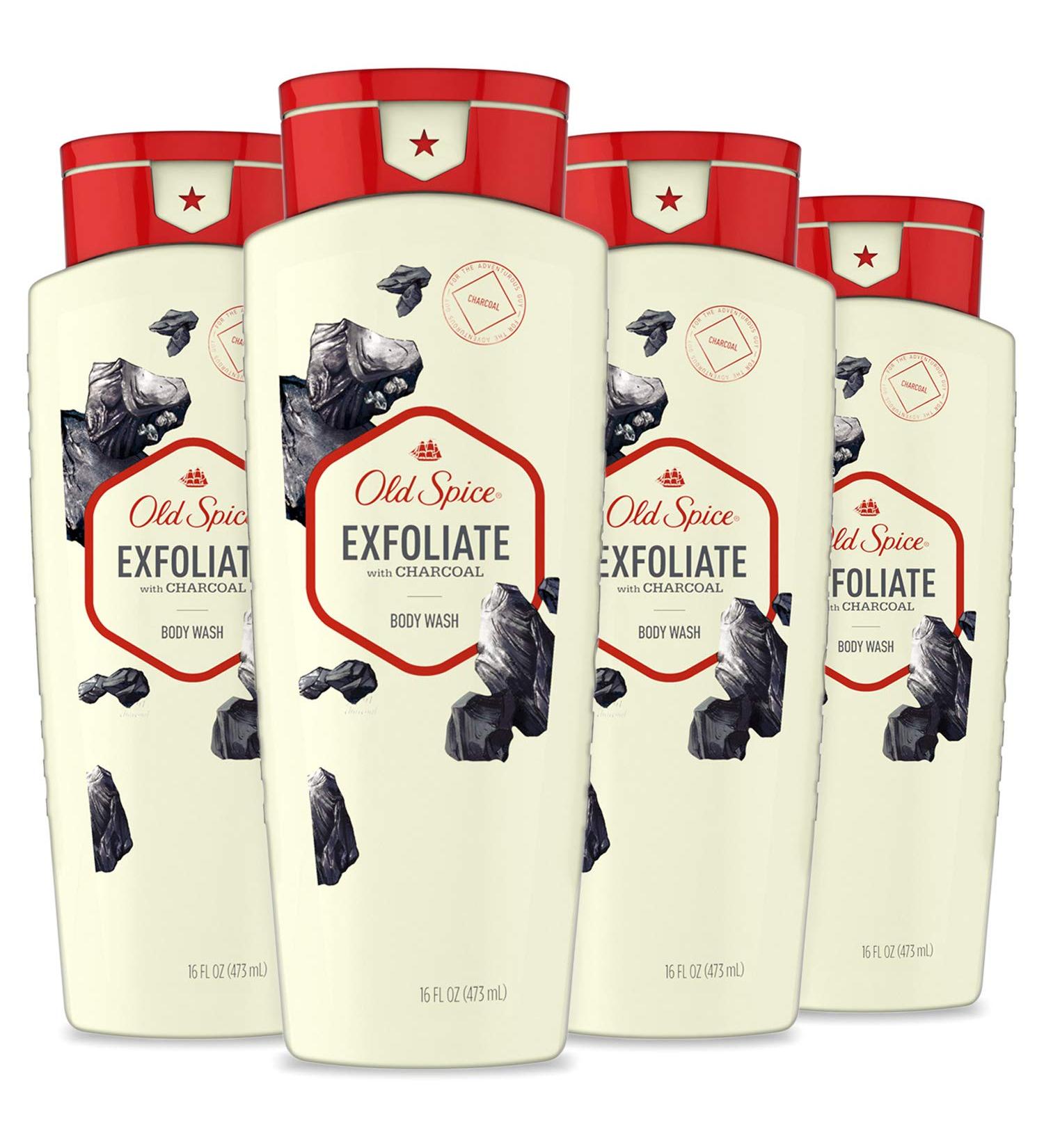 Old Spice Men's Body Wash Exfoliate with Charcoal Scent 16 Fl Oz (Pack of 4) - Citrus Amber and Bravery - Buy Online on SooperMarket.com