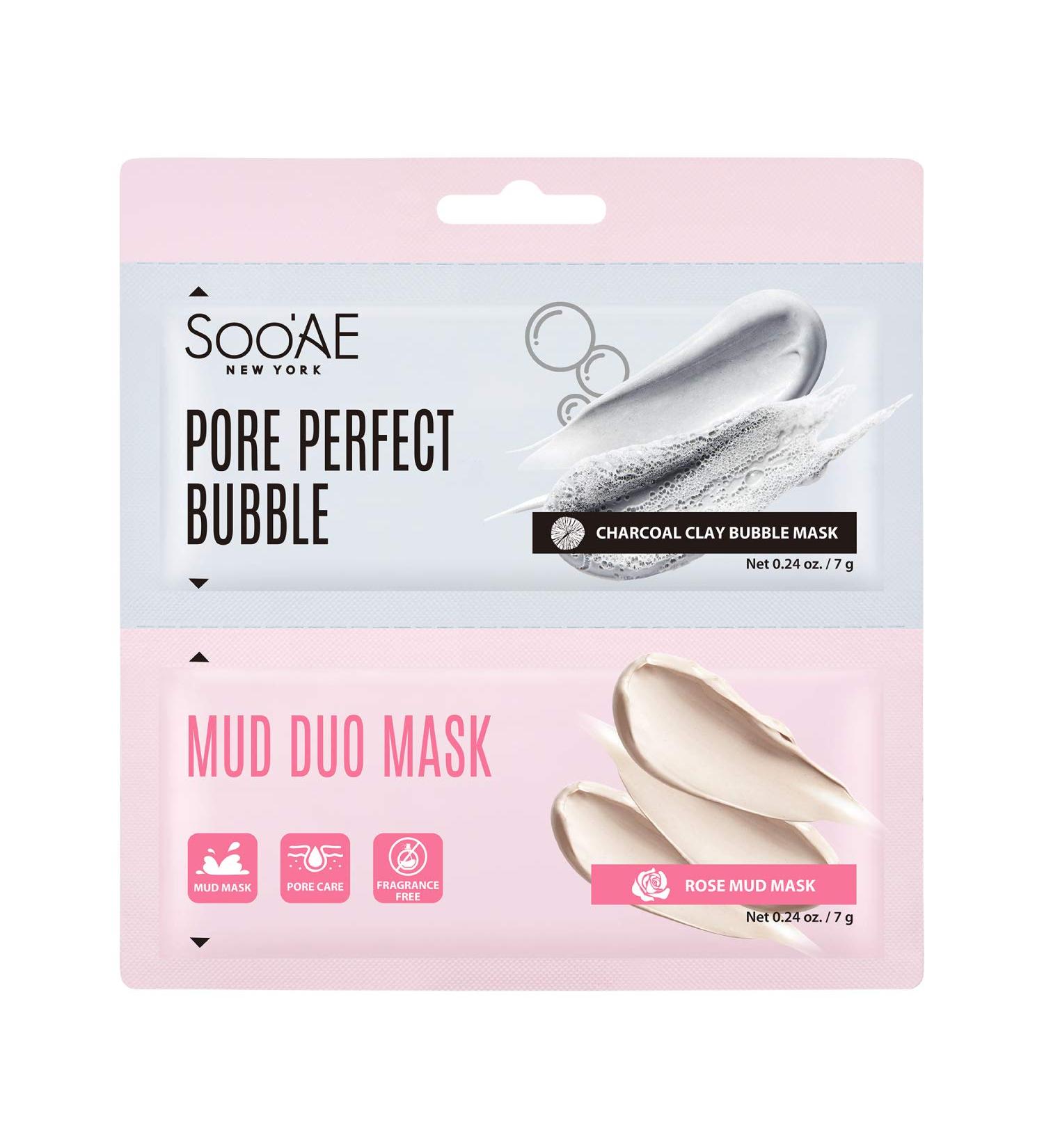 SOOAE Pore Perfect Bubble Mud Duo Mask - 12 Count Carbonated Bubble Clay & Rose Mud for Pore Care | International Shipping Available - Buy Online on SooperMarket.com