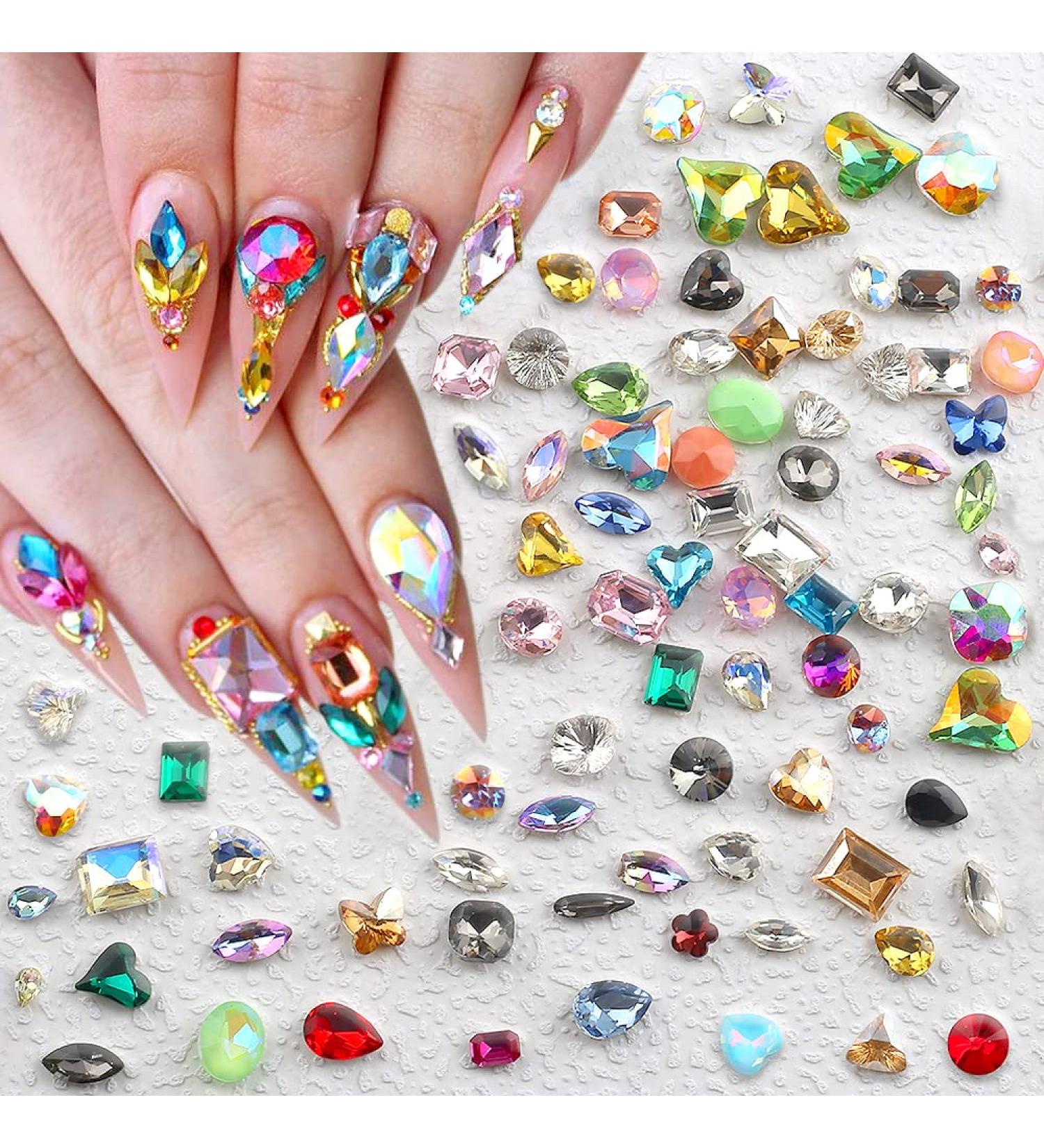 50pcs Colorful Pointed Bottom Nail Rhinestones - Multi Shapes for Nails & Crafts - Buy Online on SooperMarket.com