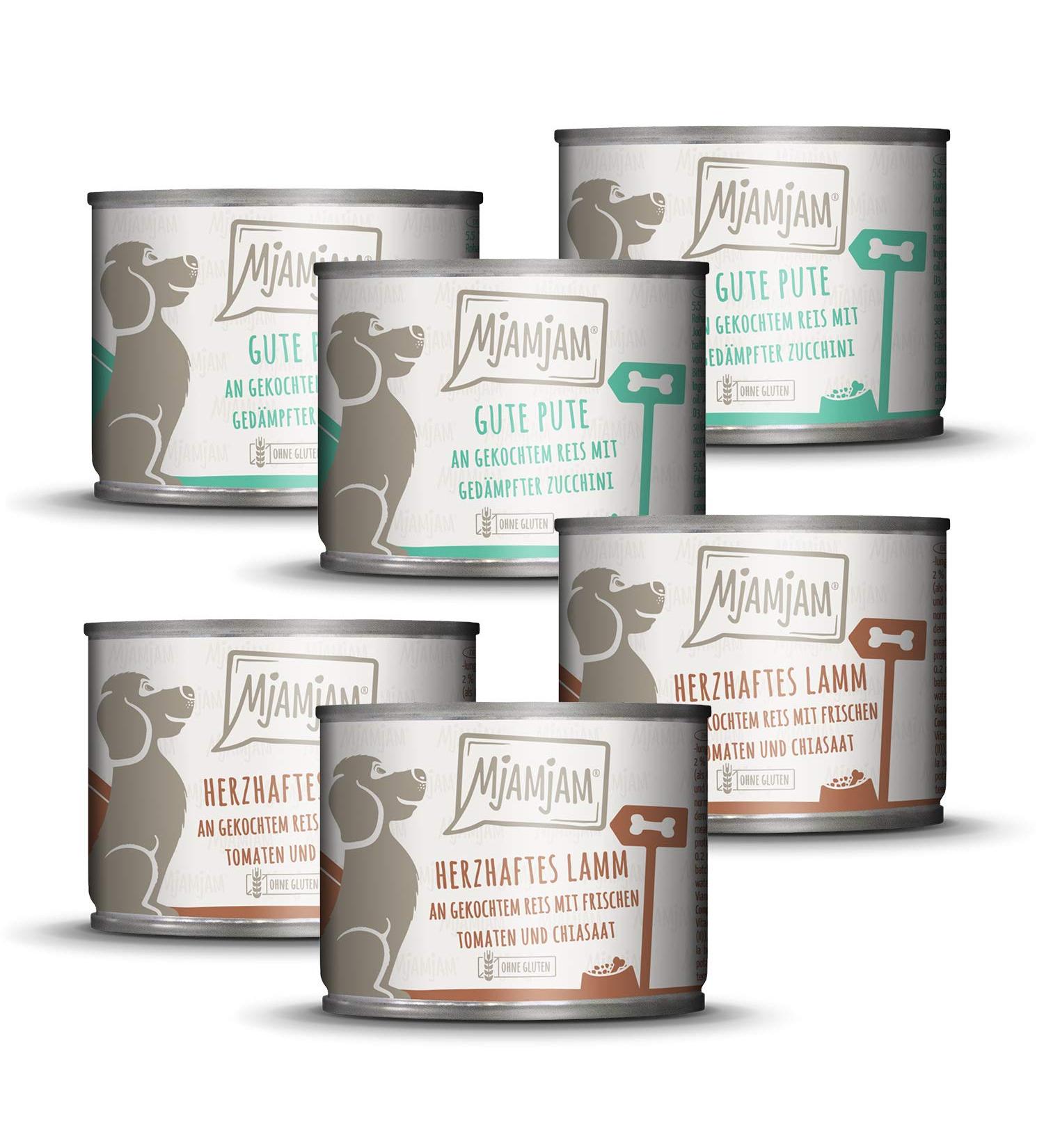 MjAMjAM Premium Wet Dog Food - Lamb & Turkey Mono Pack (6 x 200g) - Natural & Extra Meat - Buy Online on SooperMarket.com
