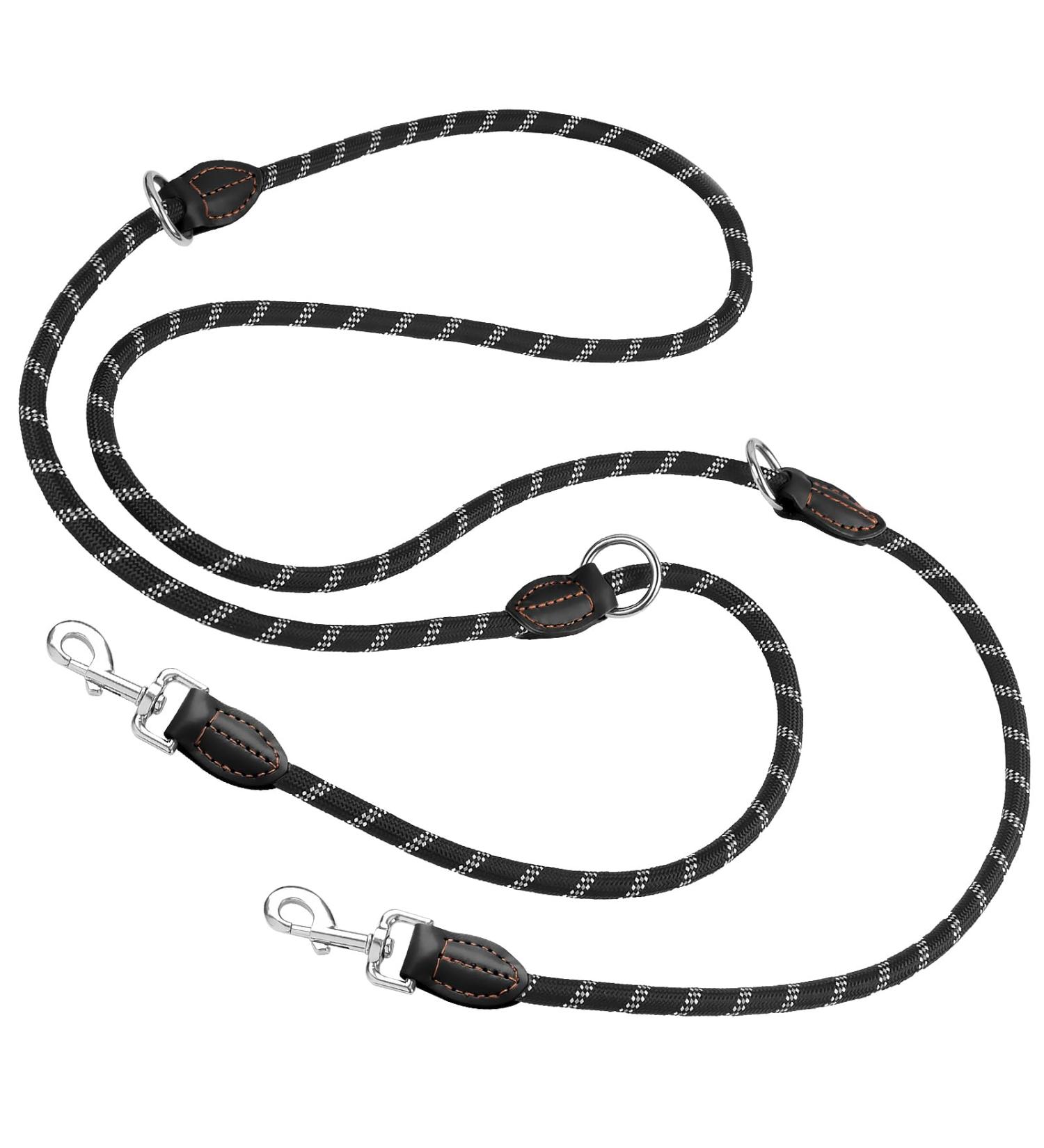 Runway Double Dog Leash 3m Adjustable | Dual Clip Leash for Small & Large Dogs | Durable Black Long Line - Buy Online on SooperMarket.com