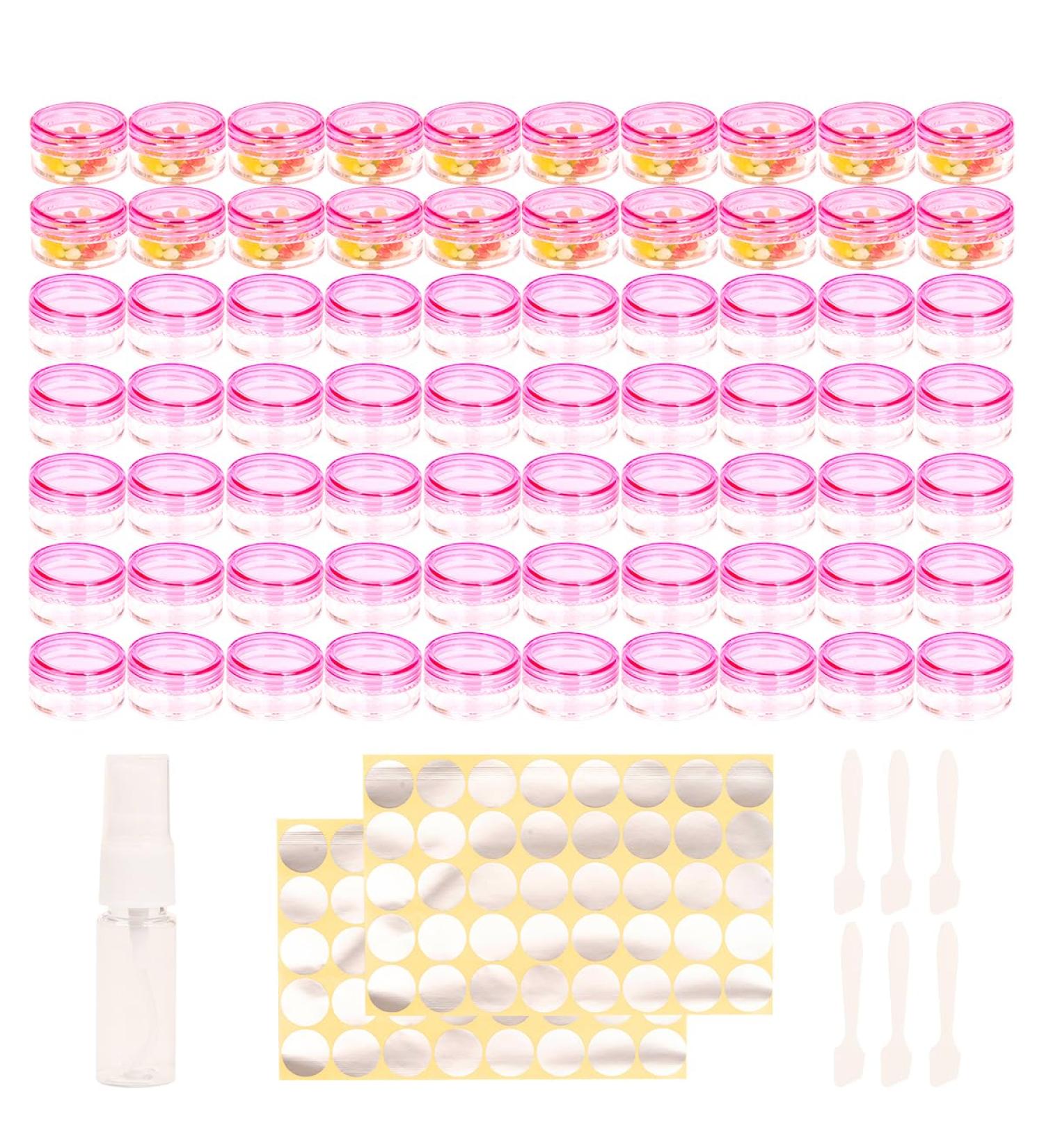 70pcs 5ml Pink Jars with Lids - Ideal for Lip Balm Creams & Cosmetics | Mini Crucible Cans - Buy Online on SooperMarket.com