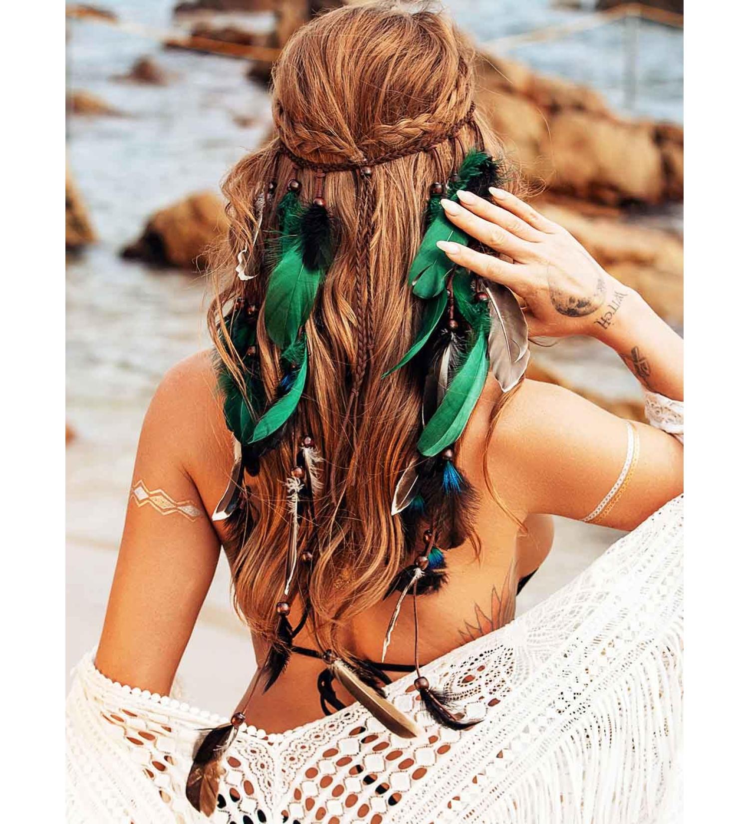 Zoestar Boho Feather Headband Indian Tribal Headpiece Feathers Tassel Hippie Headdress Festival Costume Hair Accessories for Women and Girls (A) - Buy Online on SooperMarket.com
