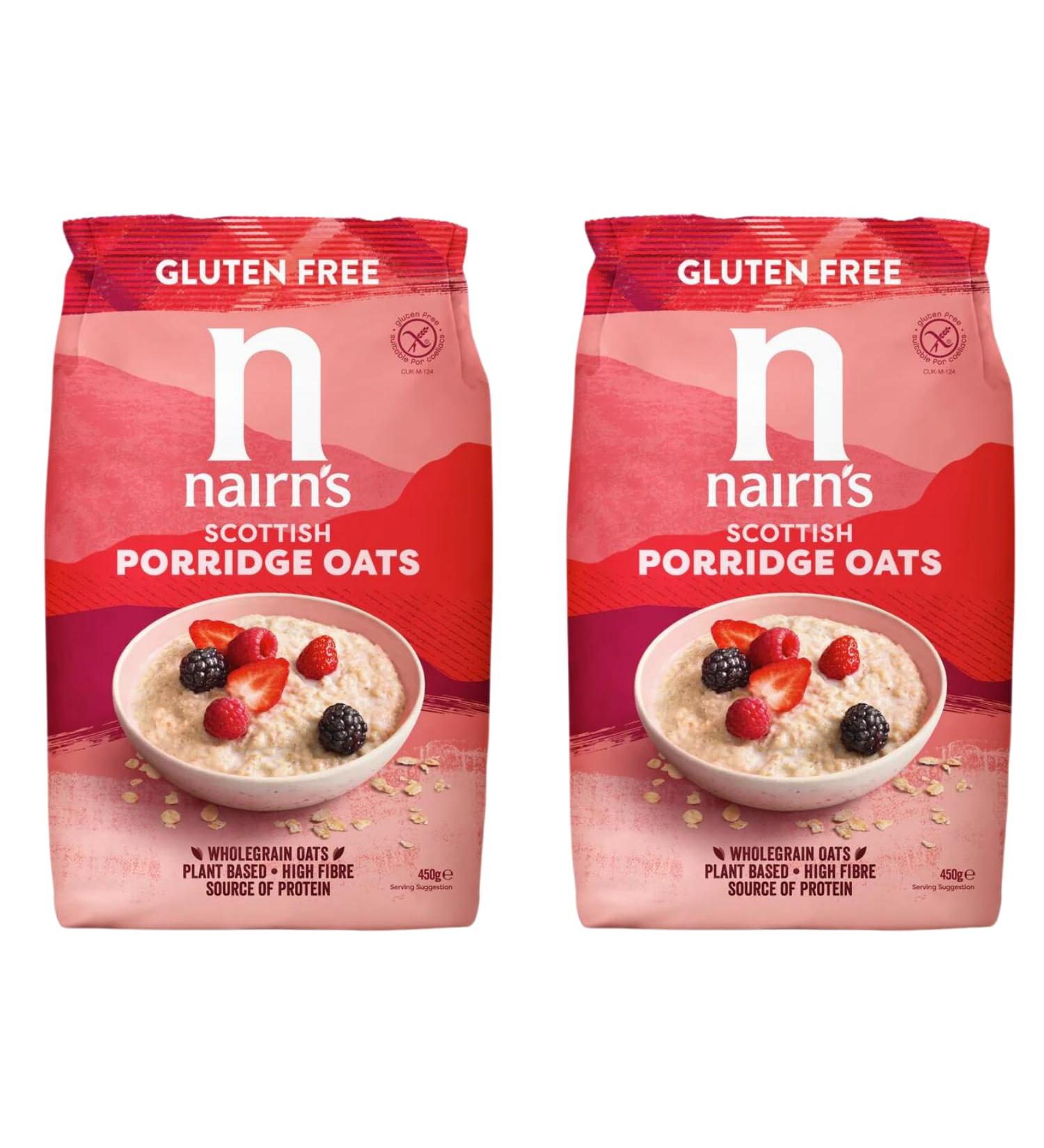 x2 Nairn's Gluten Free Real Porridge Oats 450g - The Ultimate Organic Gluten-Free Breakfast Experience - Buy Online on SooperMarket.com
